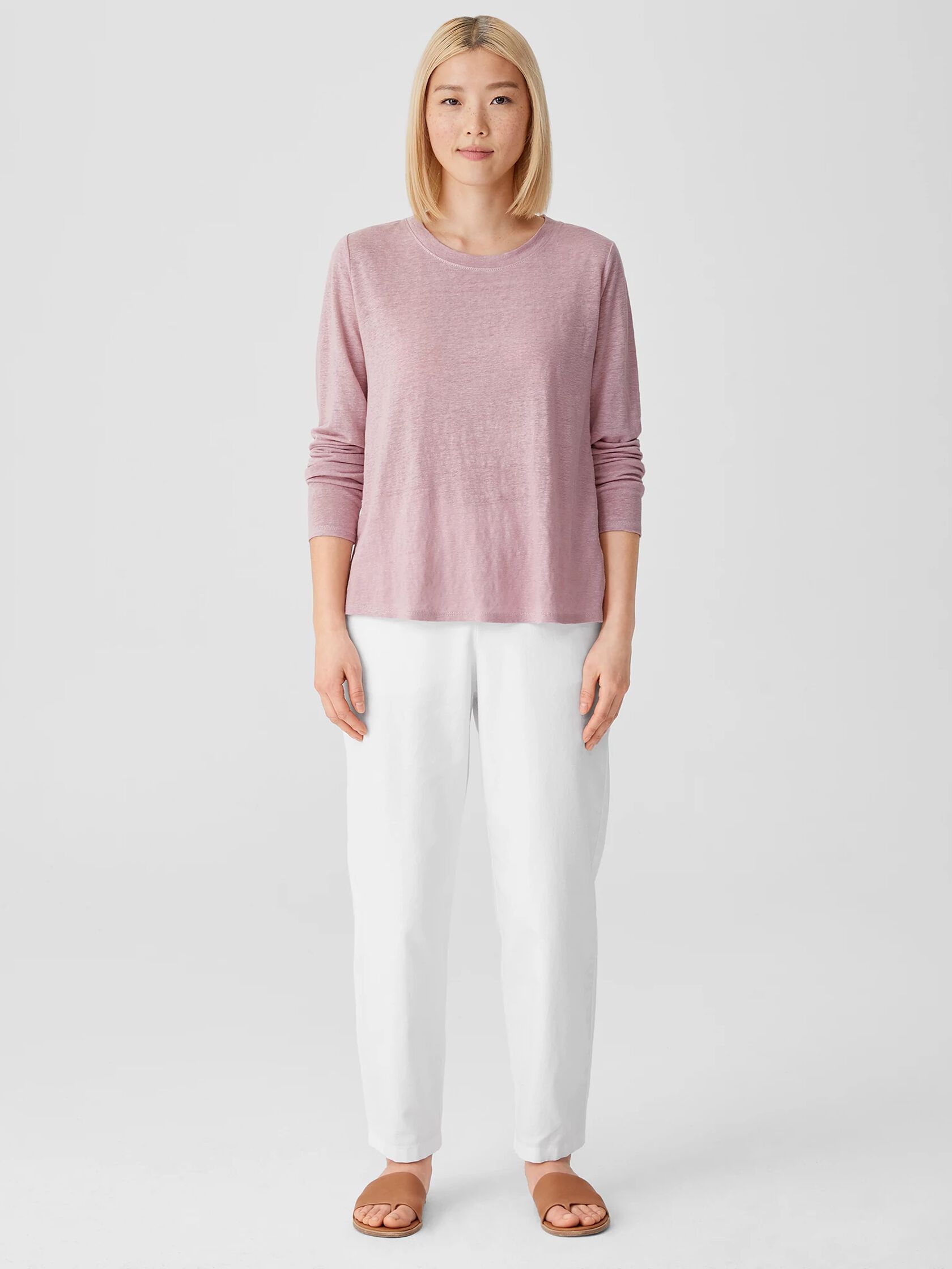 Organic Linen Jersey Crew Neck Top