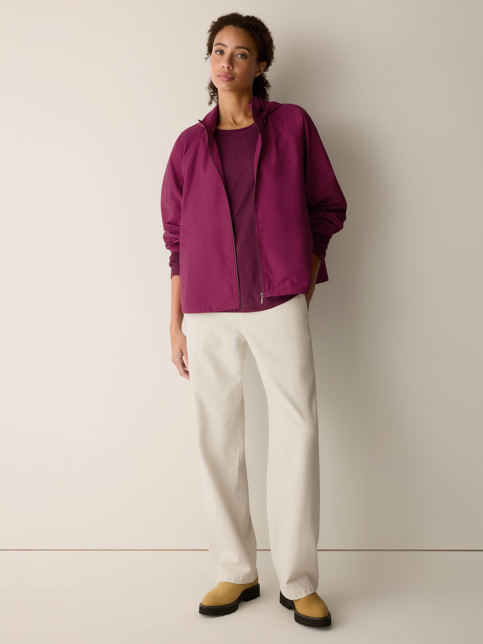 Light Cotton Nylon Hooded Coat