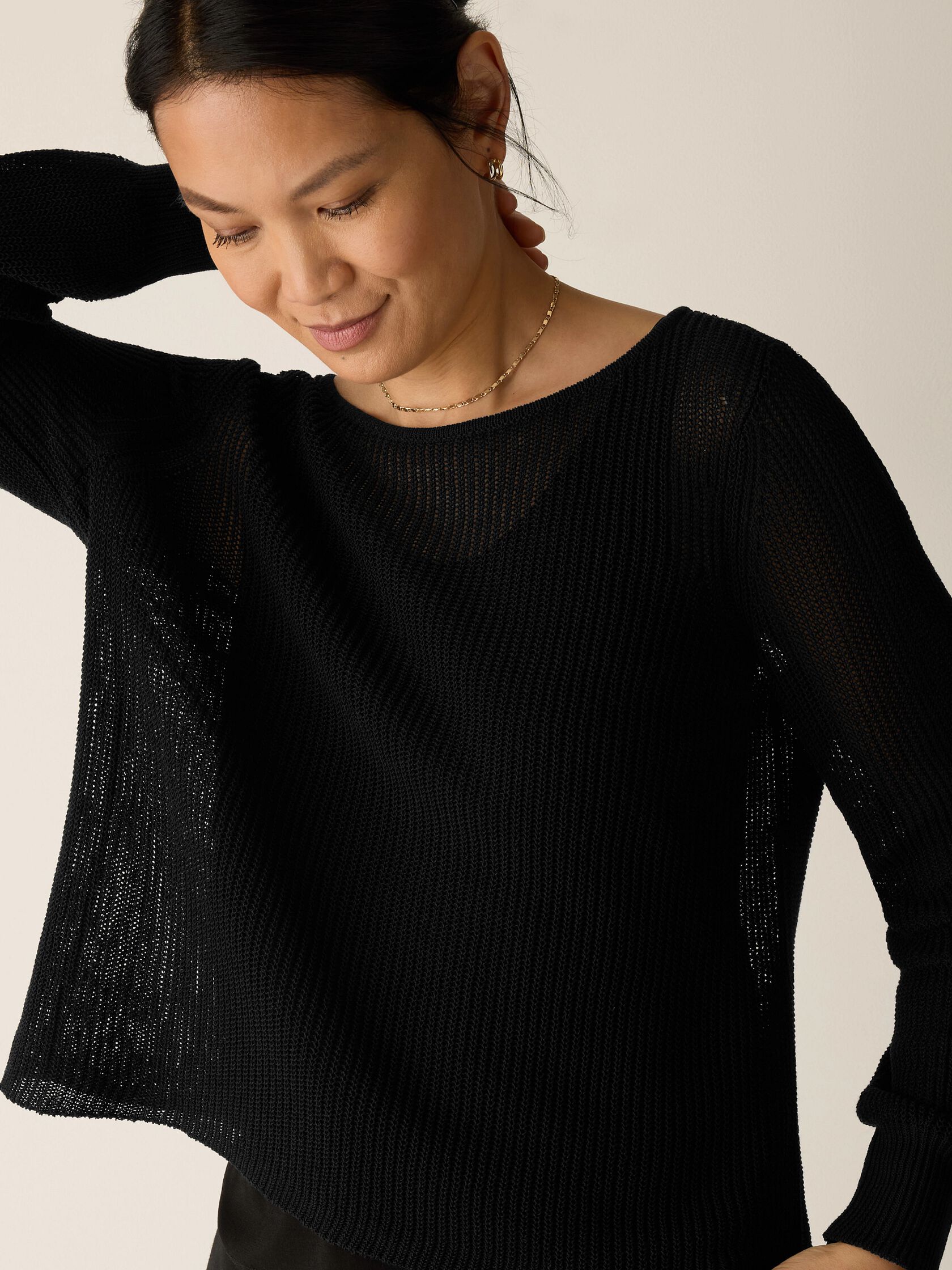 Cotton Silk Cord Ballet Neck Top