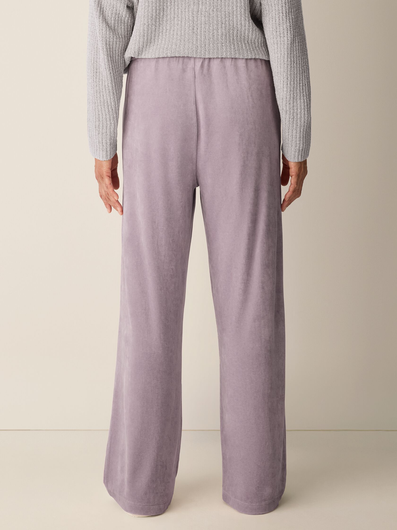 Cozy Velour Knit Wide-Leg Pant