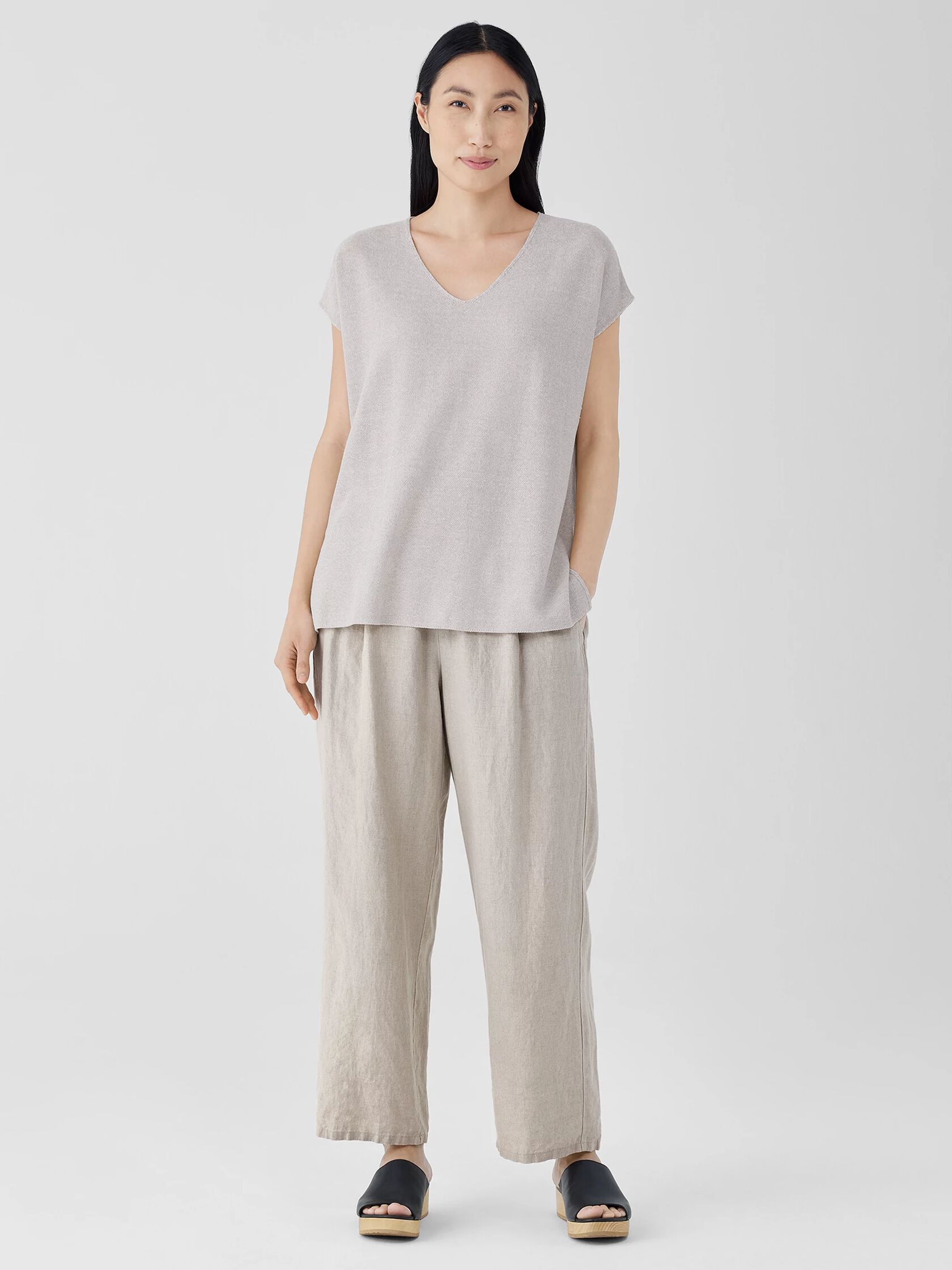 Organic Linen Cotton V-Neck Top