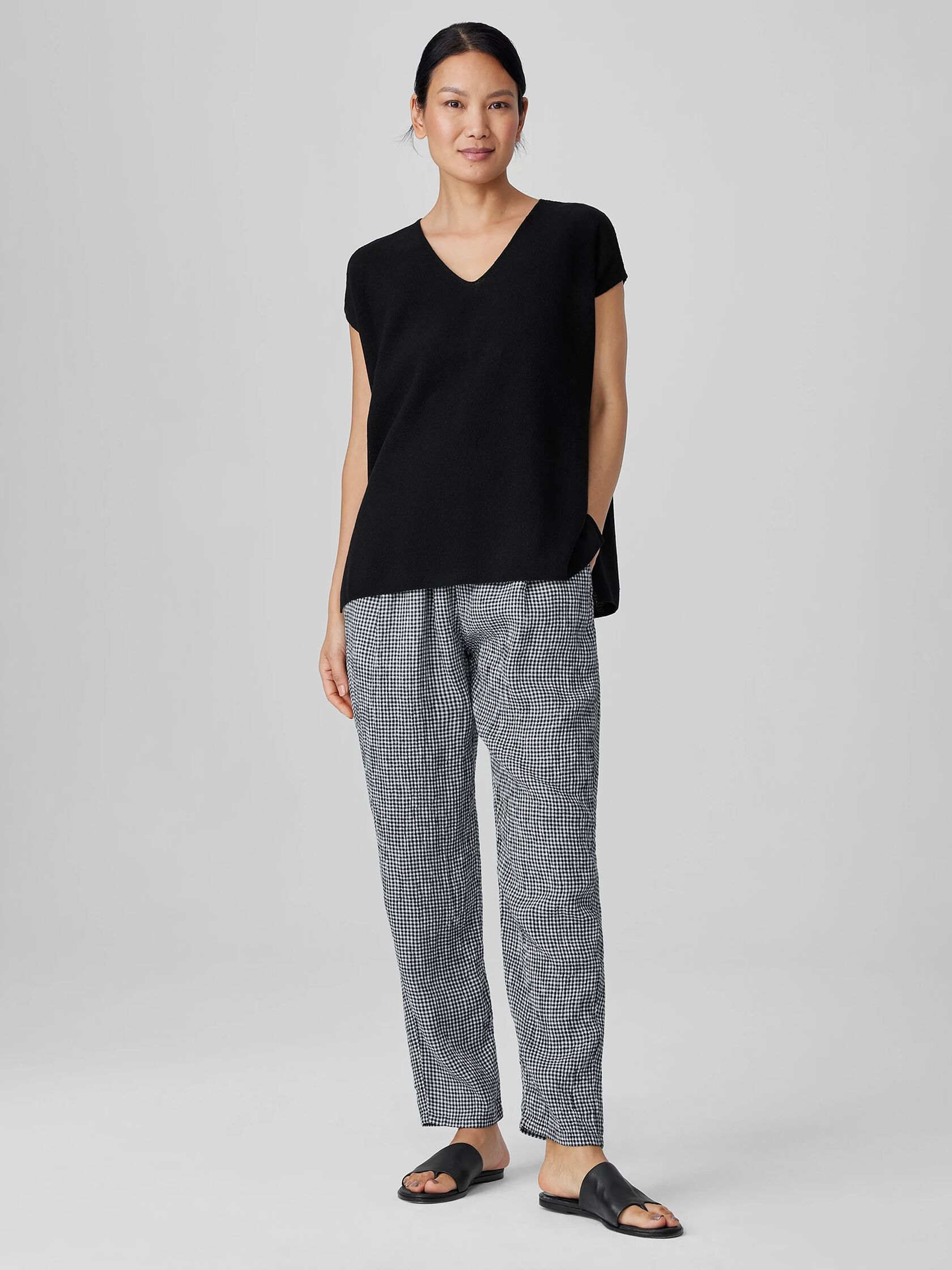 Puckered Organic Linen Tapered Pant