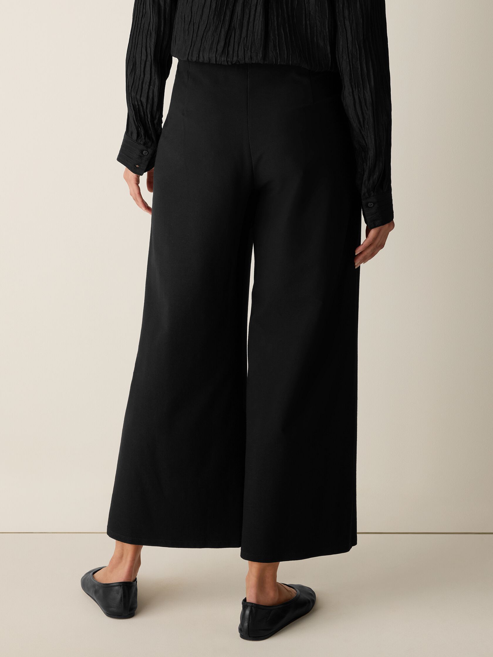 Washable Stretch Crepe Wide-Leg Pant