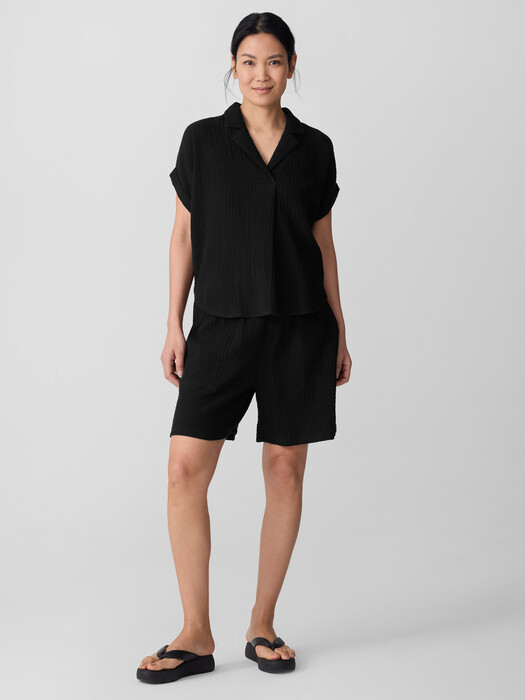 Organic Cotton Lofty Gauze Notch Collar Top