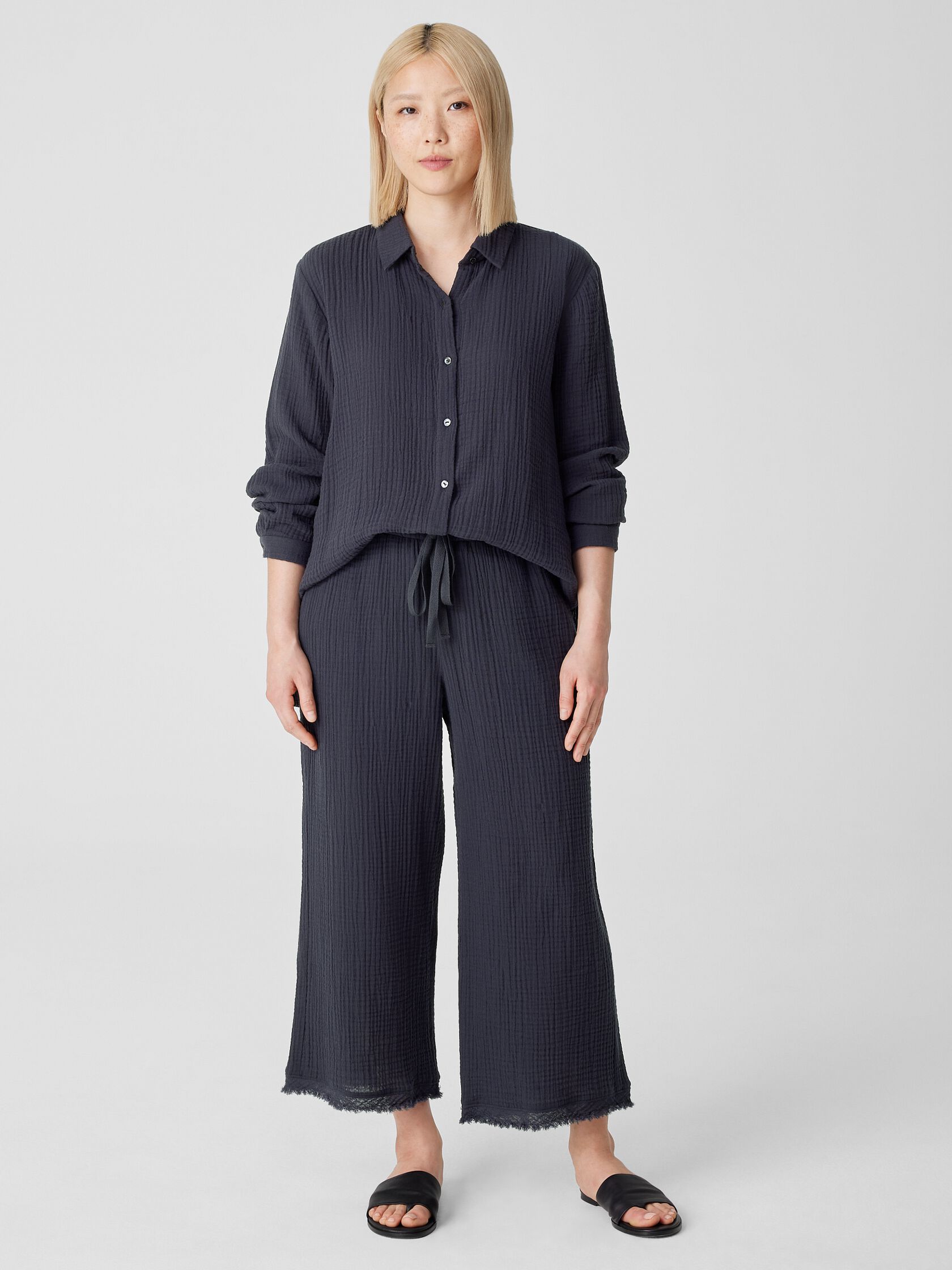 Organic Cotton Gauze Wide-Leg Pant