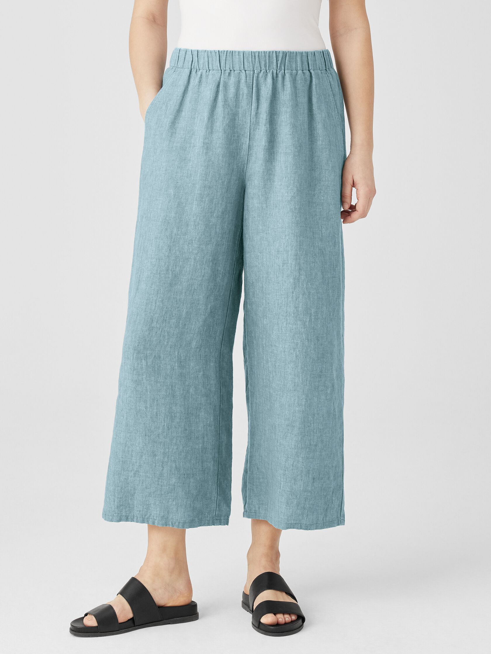 Washed Organic Linen Délavé Wide-Leg Pant