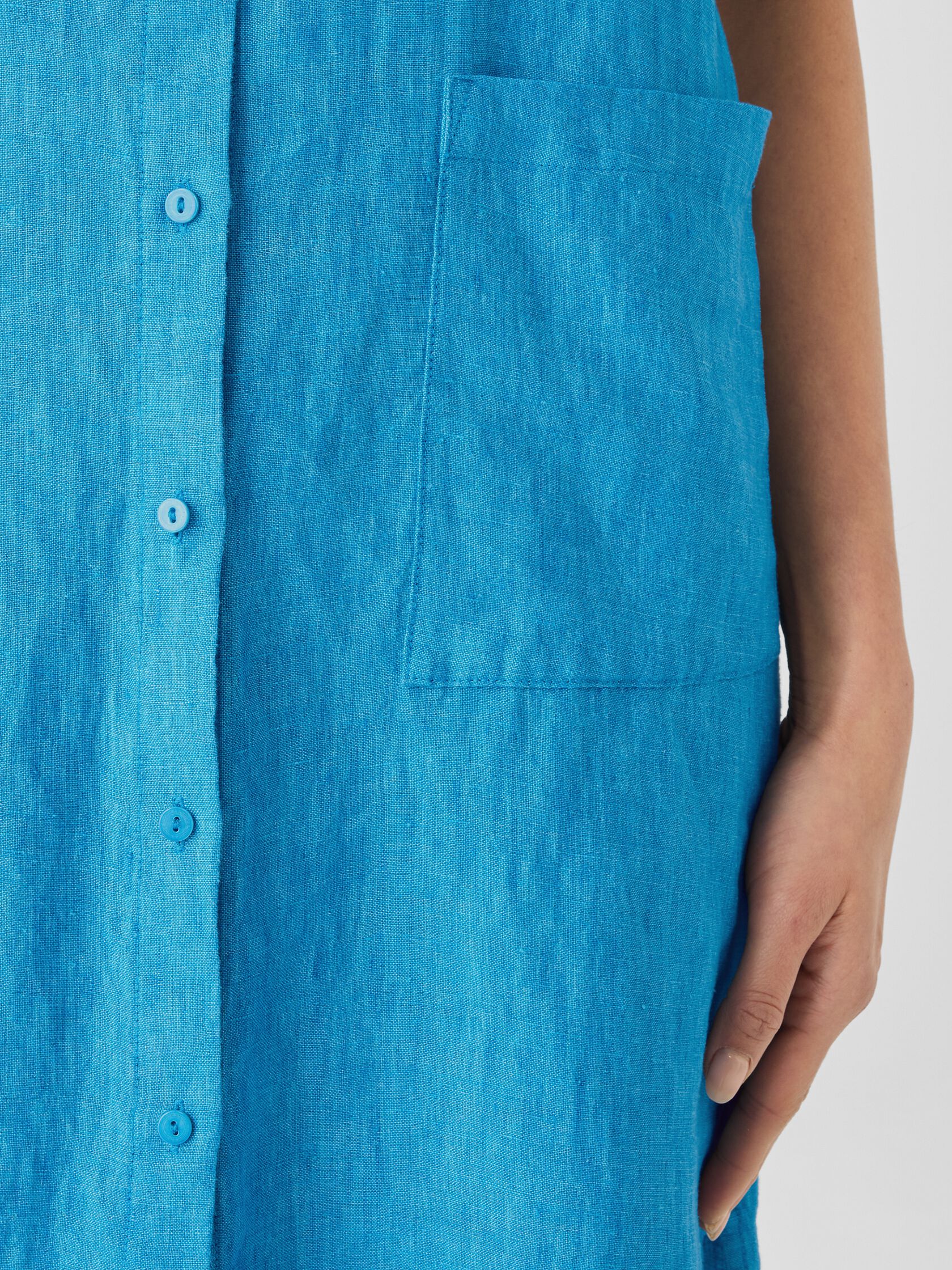 Washed Organic Linen Délavé Sleeveless Shirtdress
