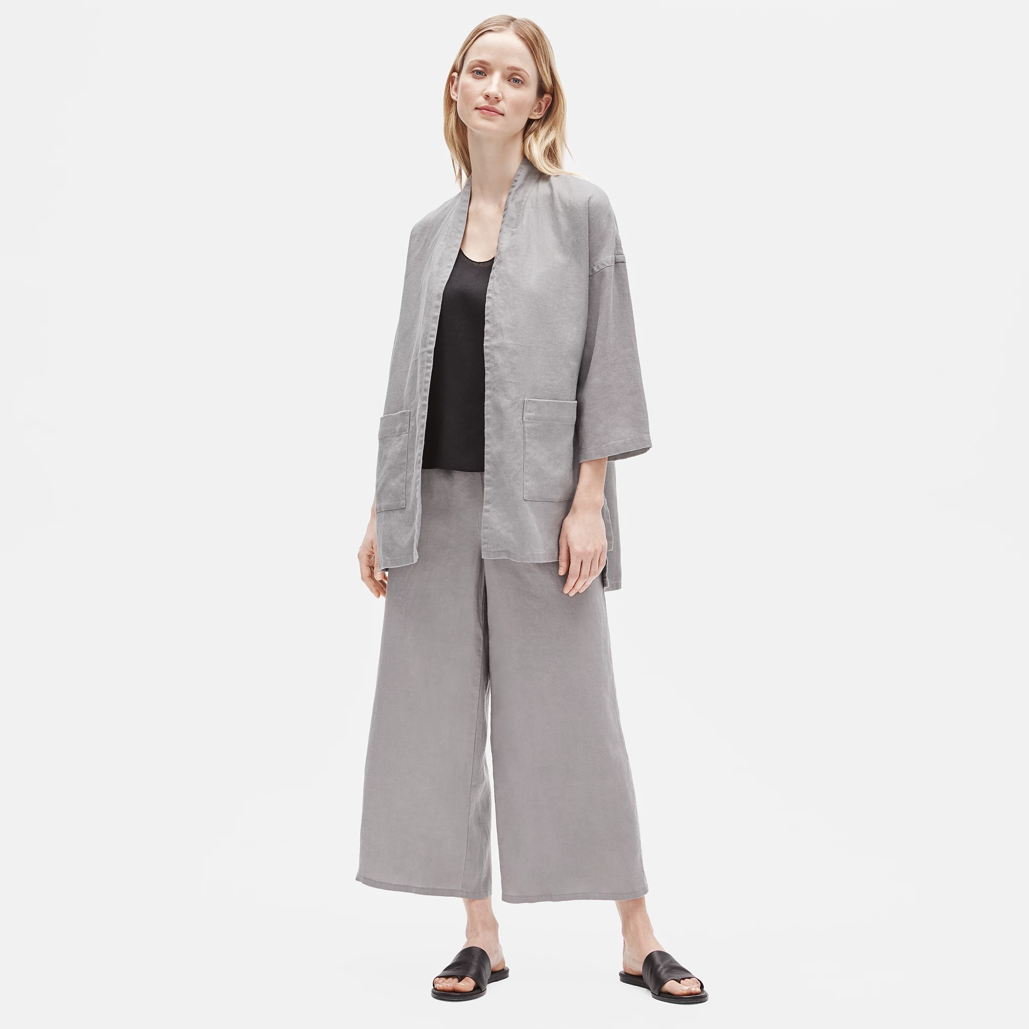 Heavy Organic Linen 3/4-Sleeve Jacket 