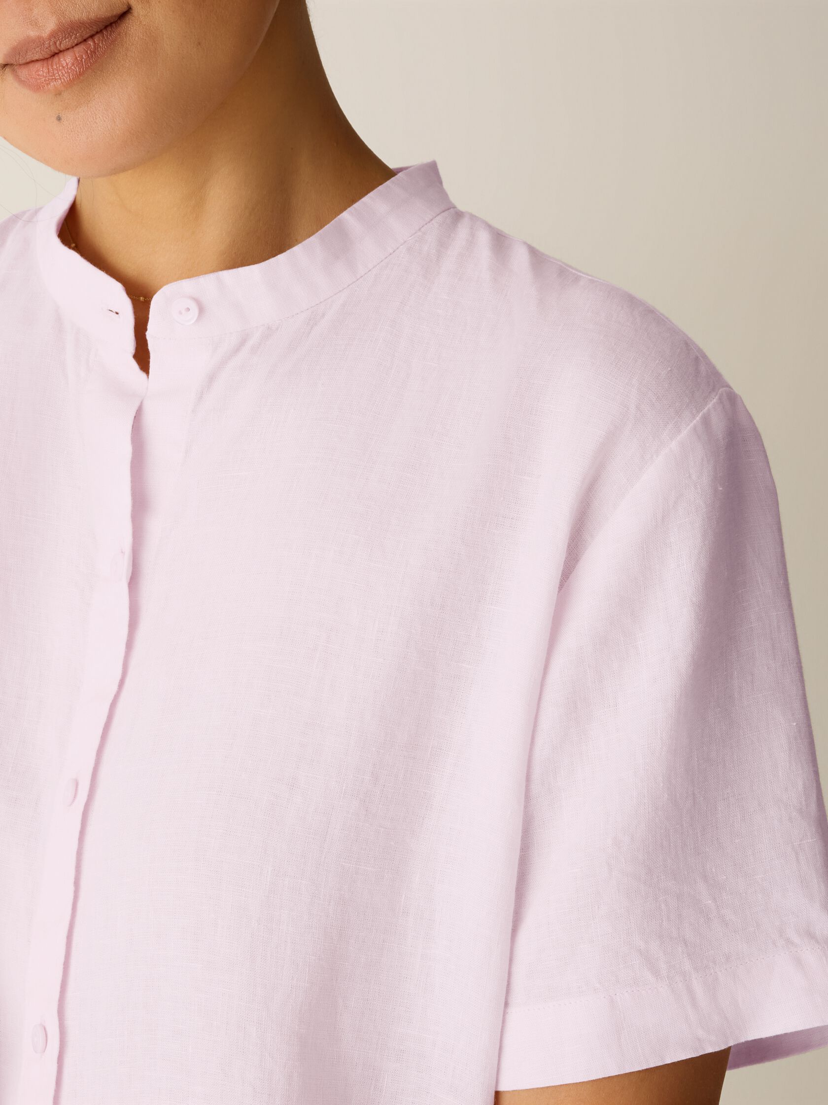 Organic Handkerchief Linen Band Collar Shirt