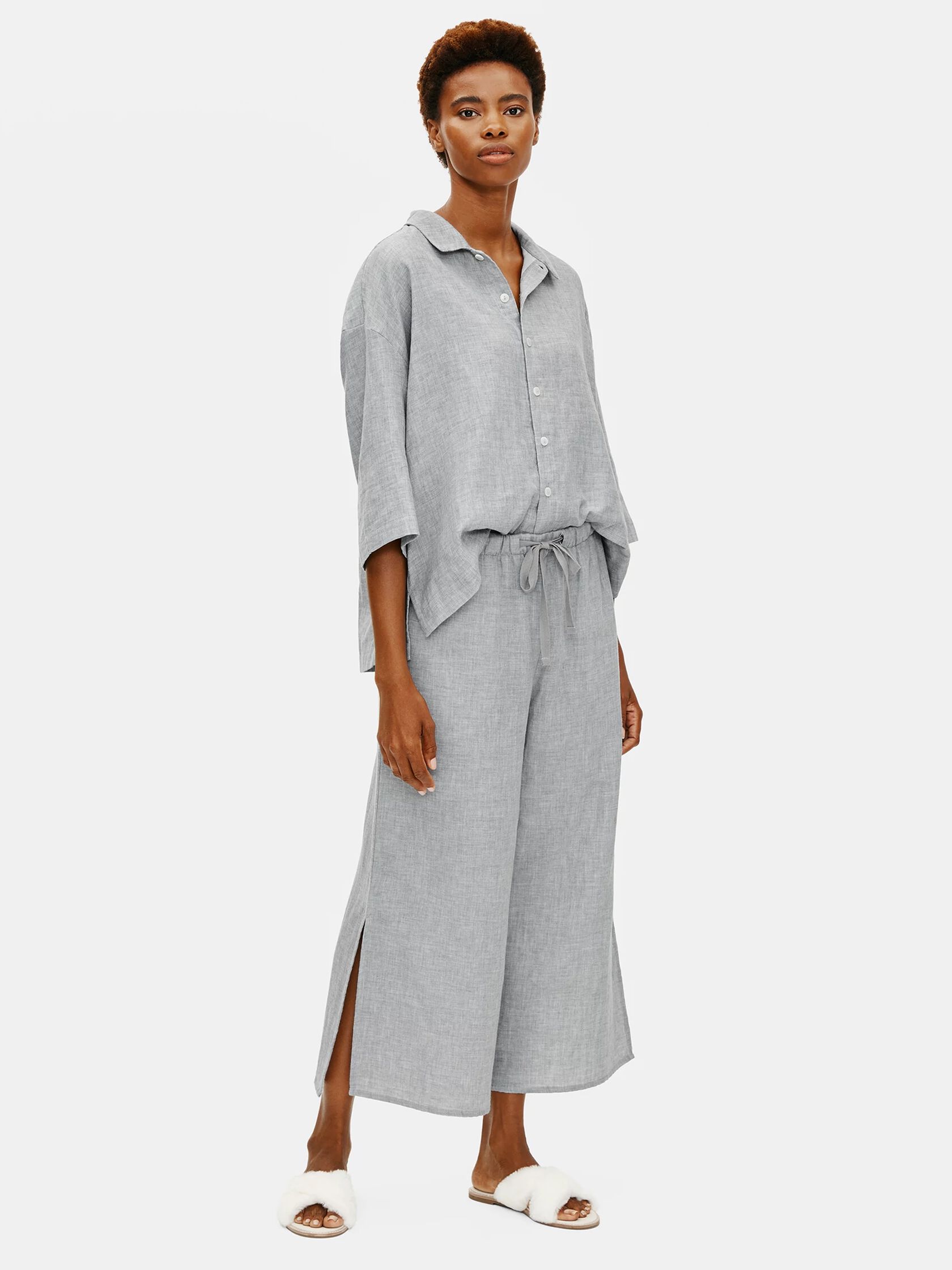 Organic Cotton Doubleweave Wide-Leg Pant