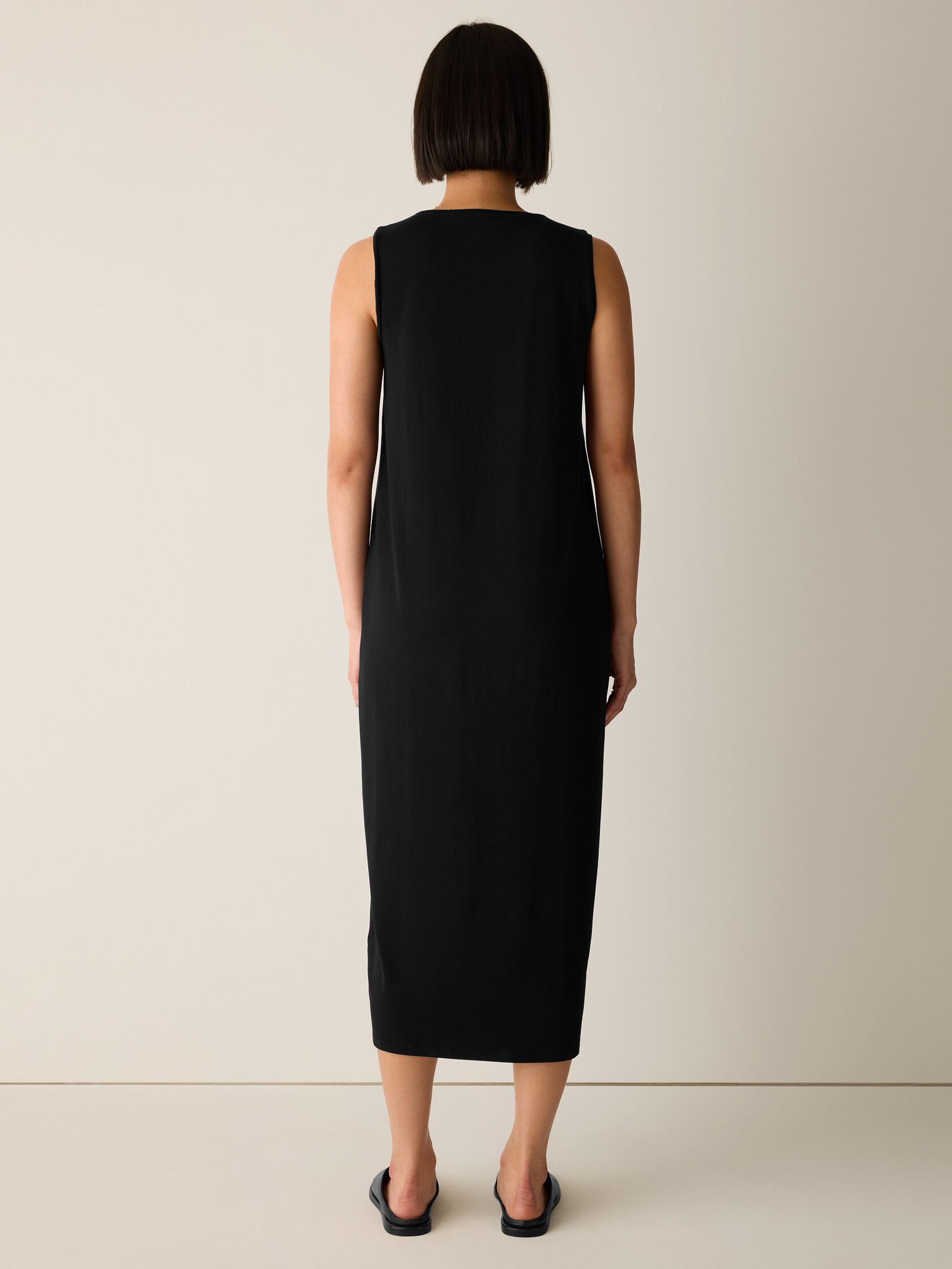 Stretch Jersey Knit Round Neck Dress