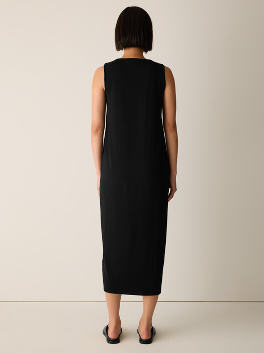 Eileen Fisher Women's Stretch Jersey Knit Round-Neck Dress - Black - L Eileen Fisher Women's Stretch Jersey Knit Round-Neck Dress - Black - L