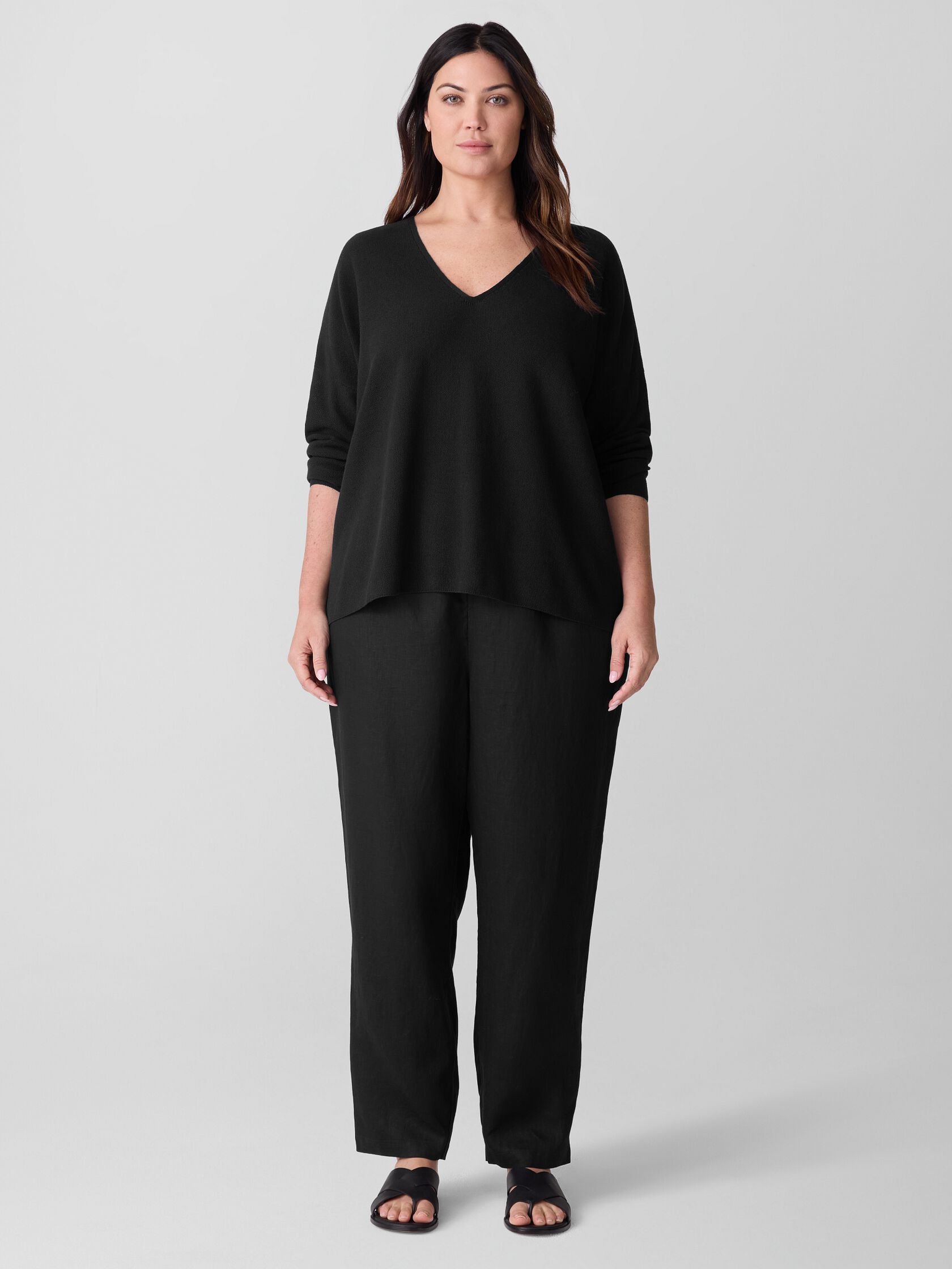 Organic Linen Cotton V-Neck Top