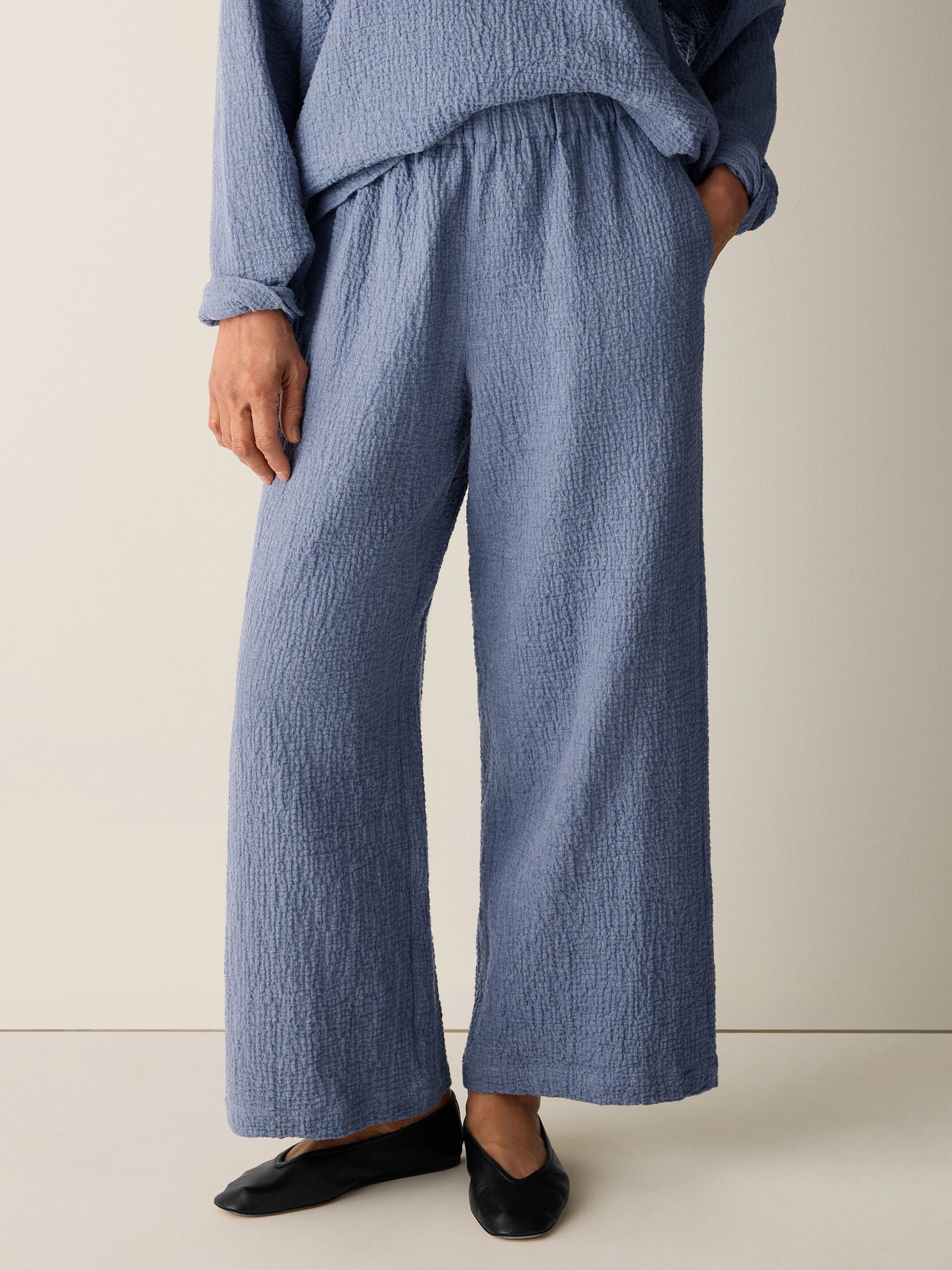 Organic Cotton Doubleweave Wide-Leg Pant