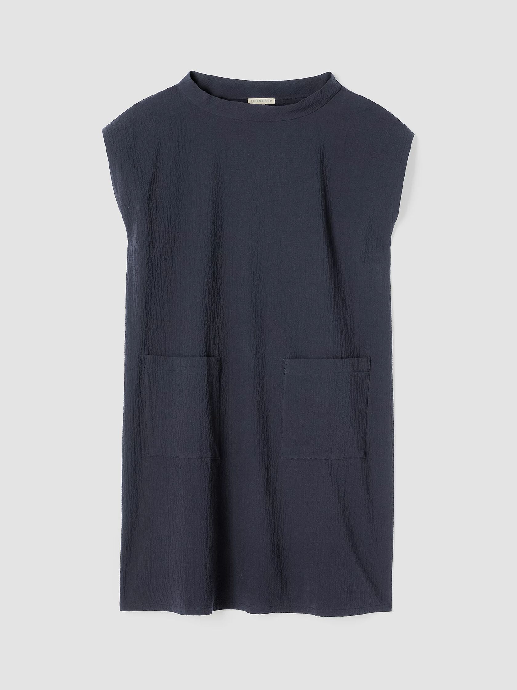 Organic Cotton Pucker Mock Neck Dress