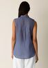 Organic Cotton Microstripe Pucker Sleeveless Shirt