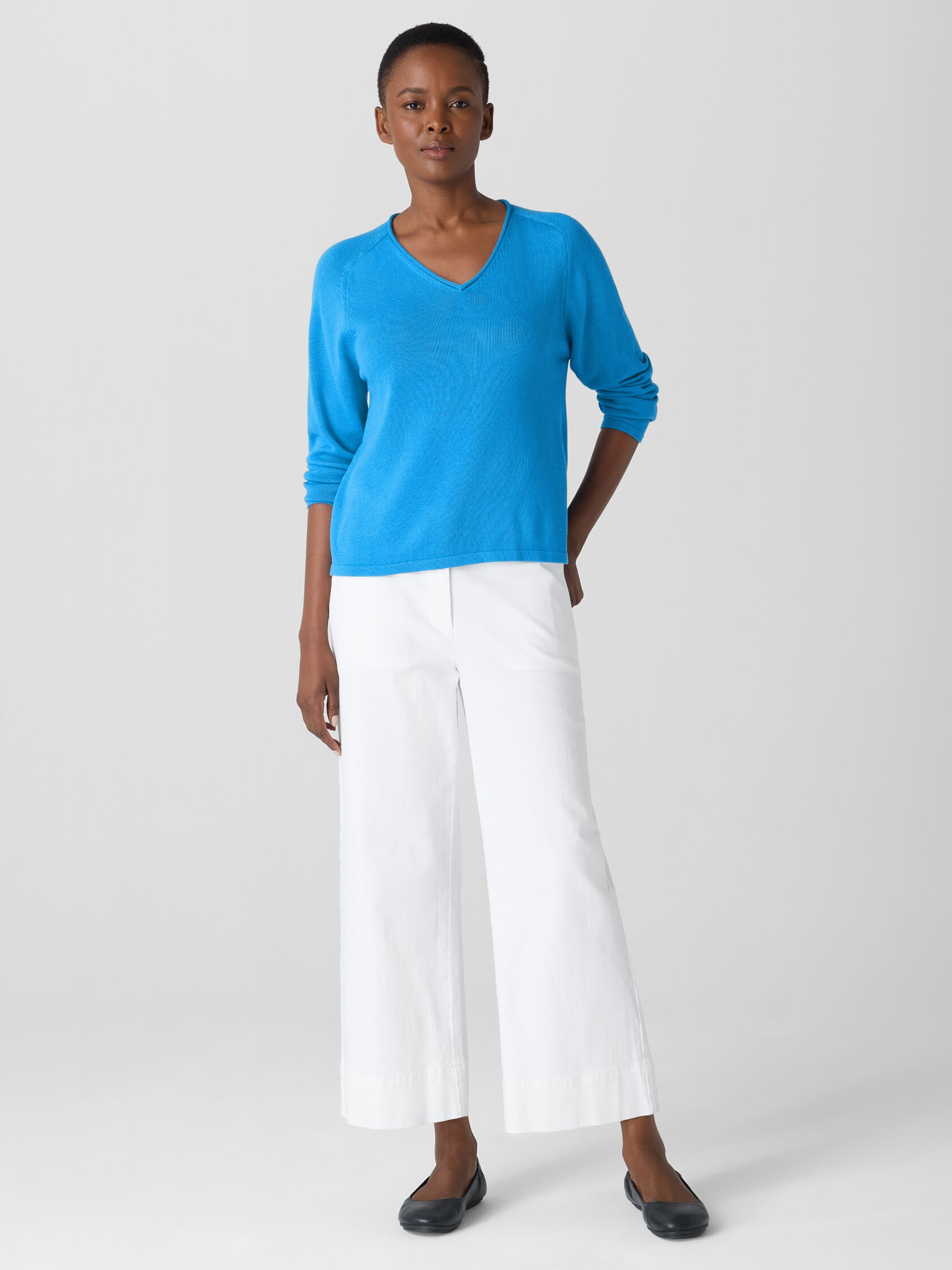 Peruvian Cotton Blend V-Neck Top