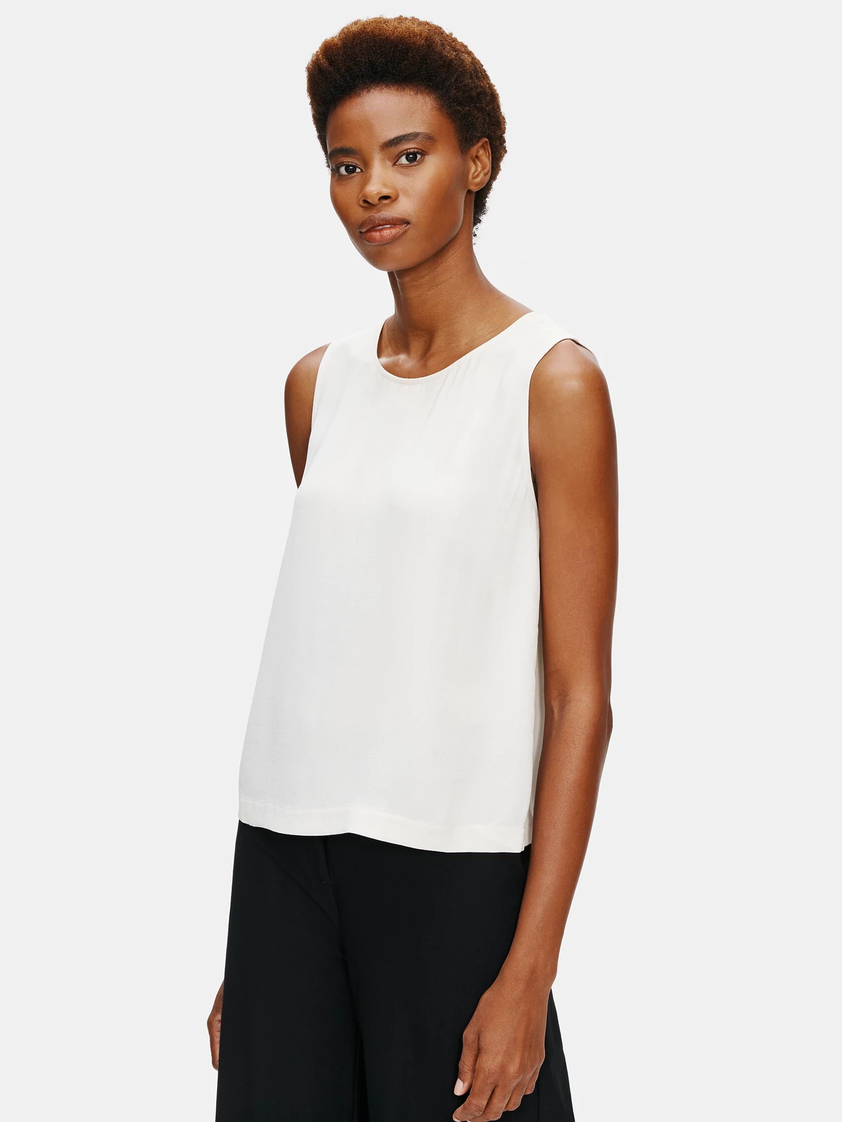System Silk Georgette Crepe Boxy Shell