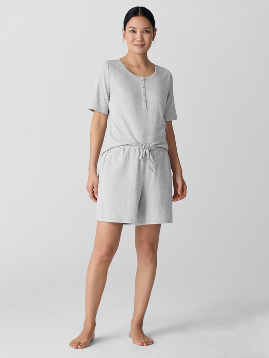 Mélange Organic Cotton Interlock Sleep Shorts