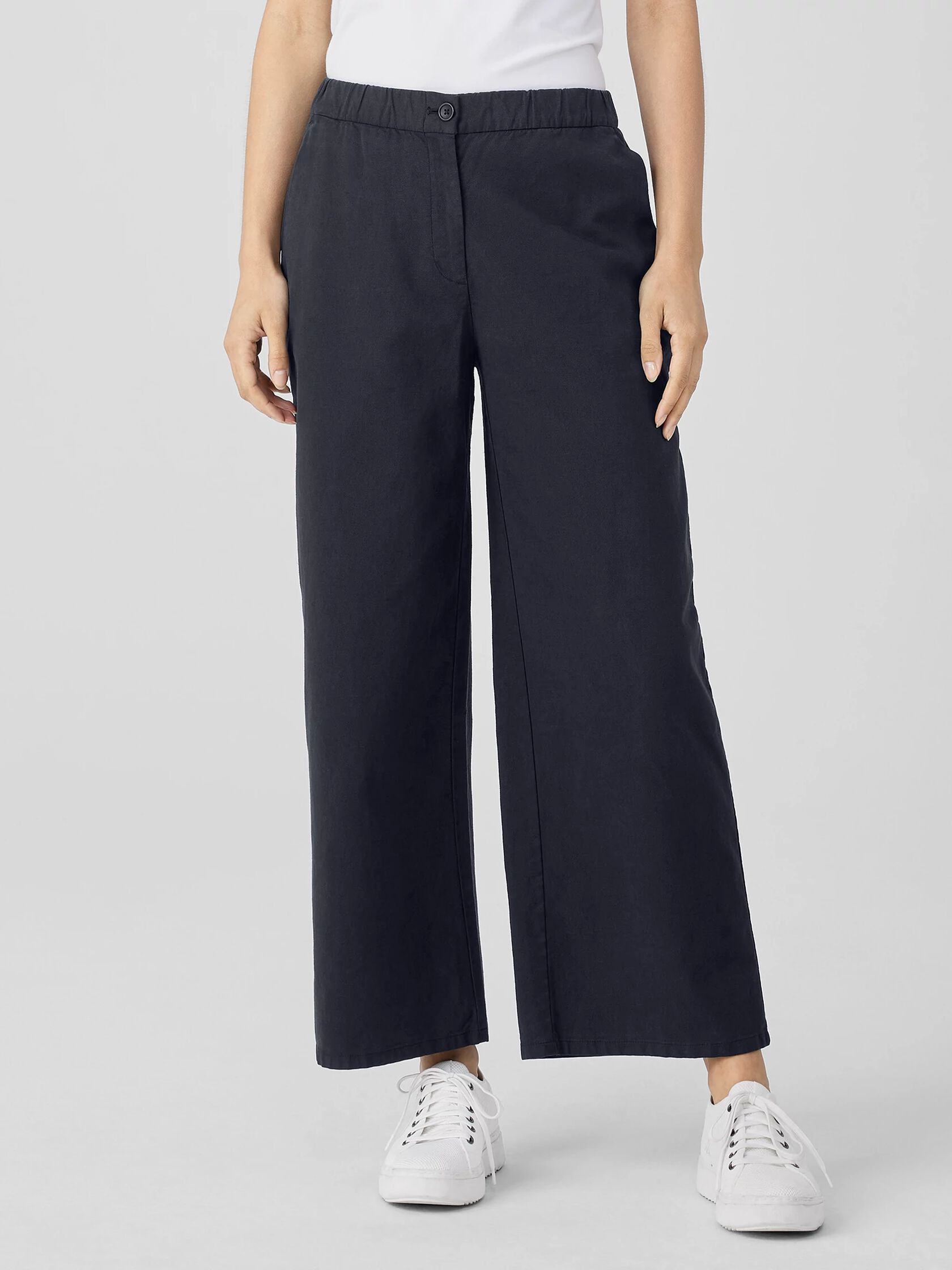 Cotton Hemp Stretch Wide-Leg Pant