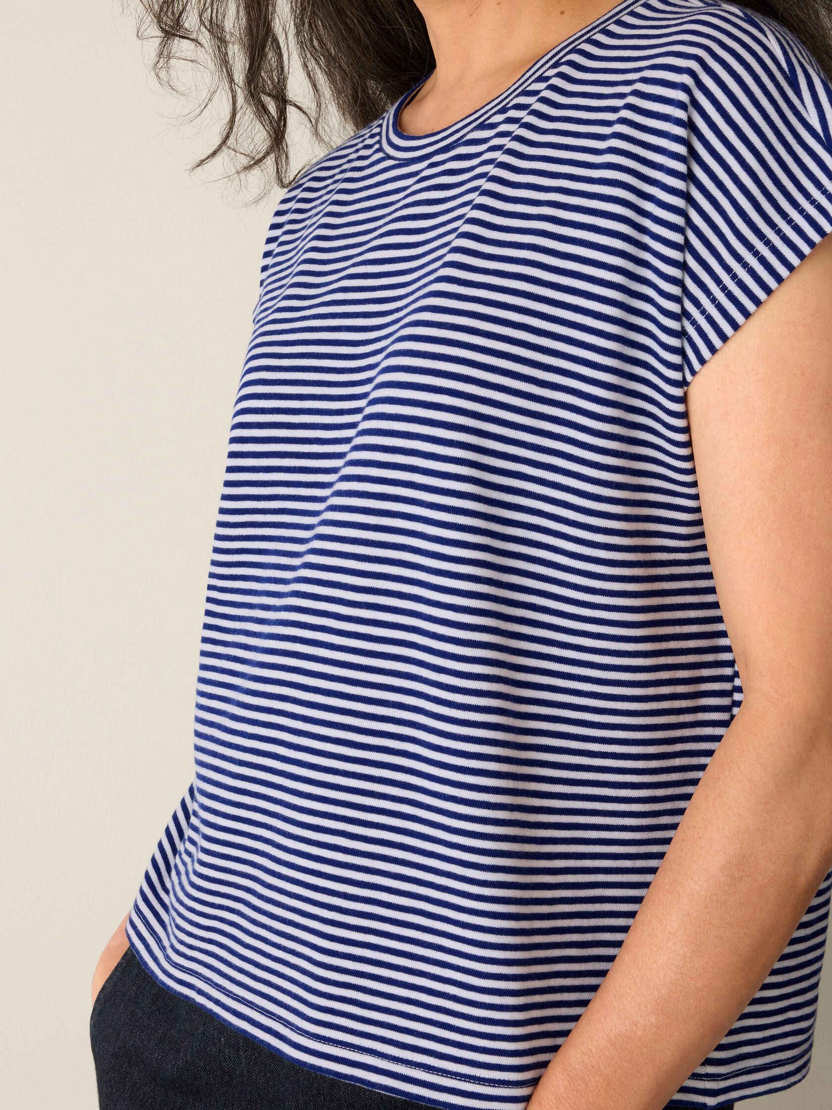 Striped Organic Cotton Slub Crew Neck Tee