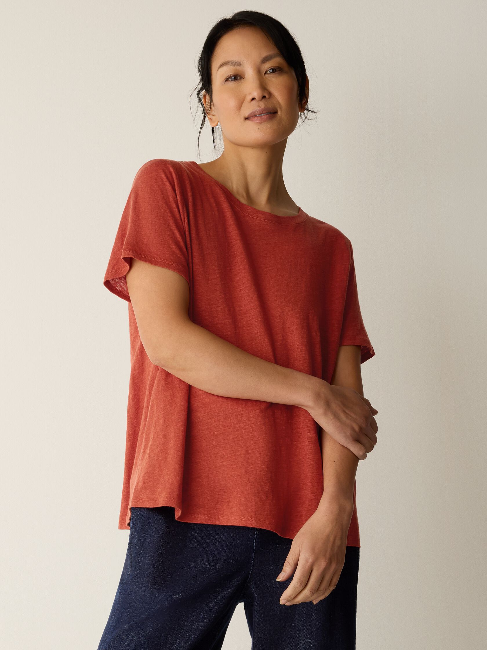 Organic Linen Jersey Crew Neck Tee