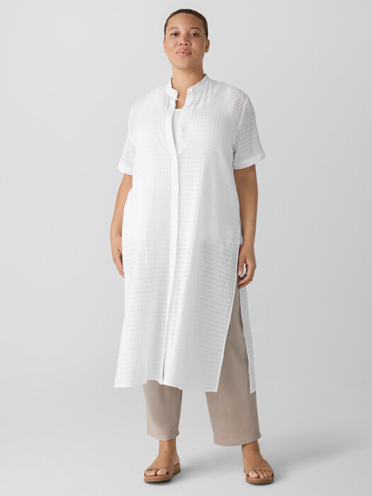 Organic Cotton Voile Box Band Collar Shirt