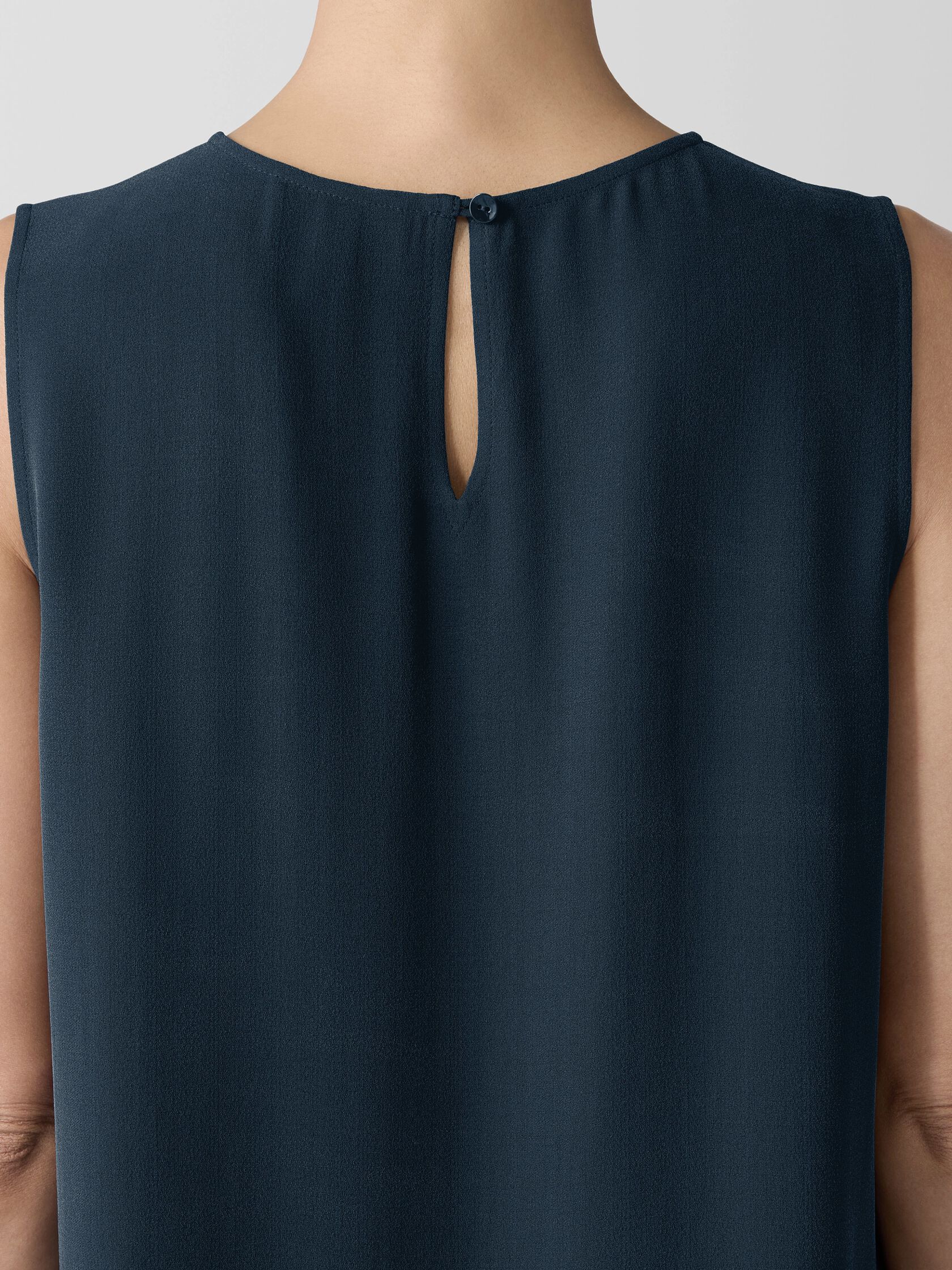 Silk Georgette Crepe Round Neck Tank