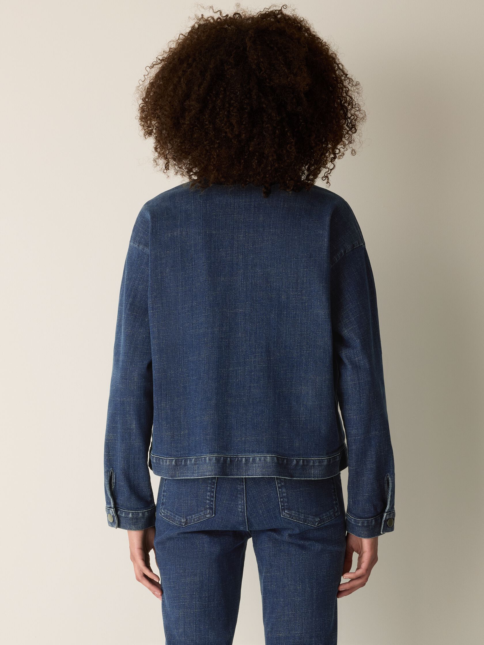 Cotton Stretch Denim Classic Collar Jacket