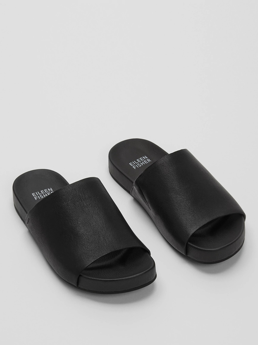 Mask Tumbled Leather Slide Sandal