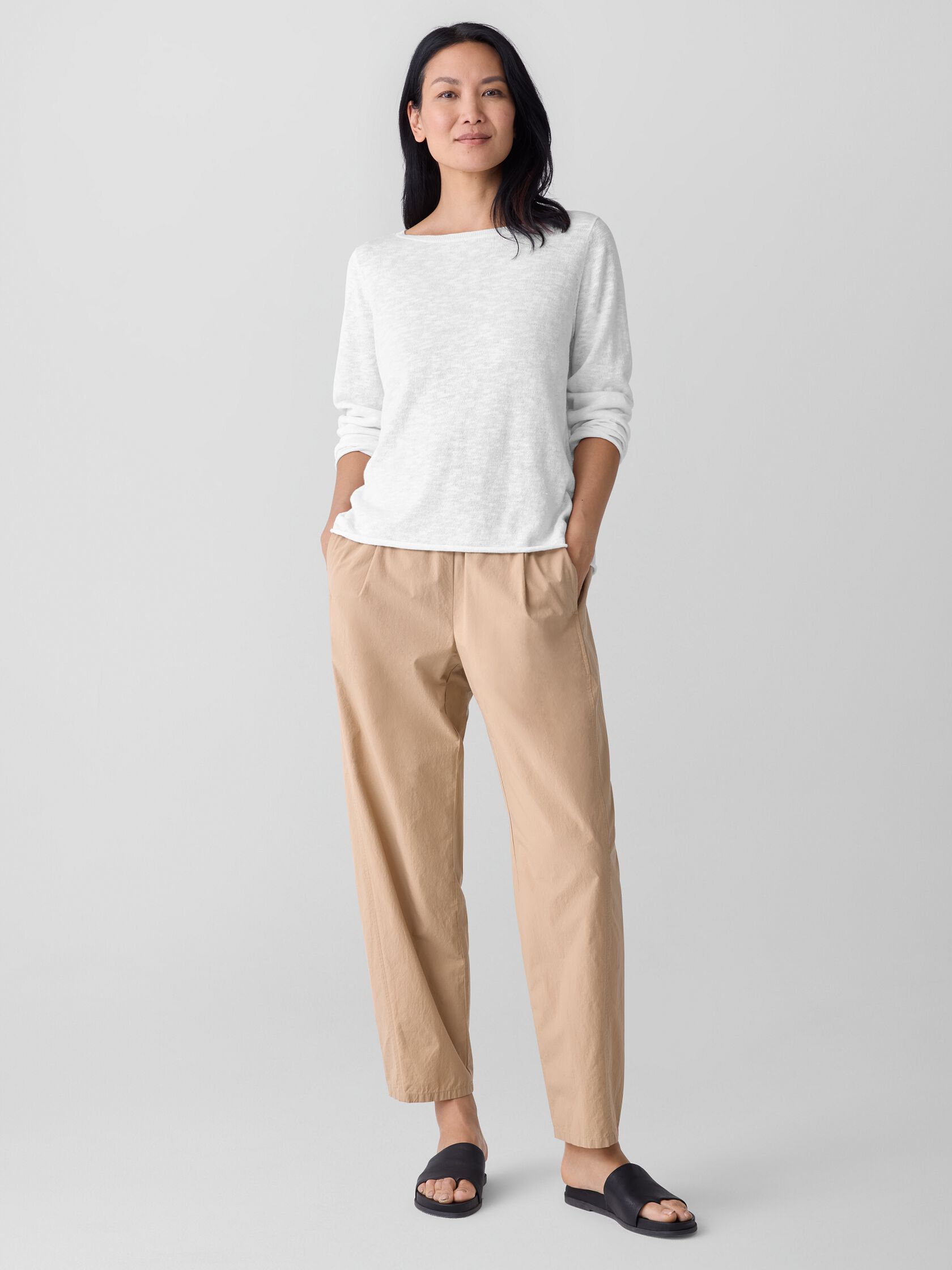 Organic Linen Cotton Slub Bateau Neck Top