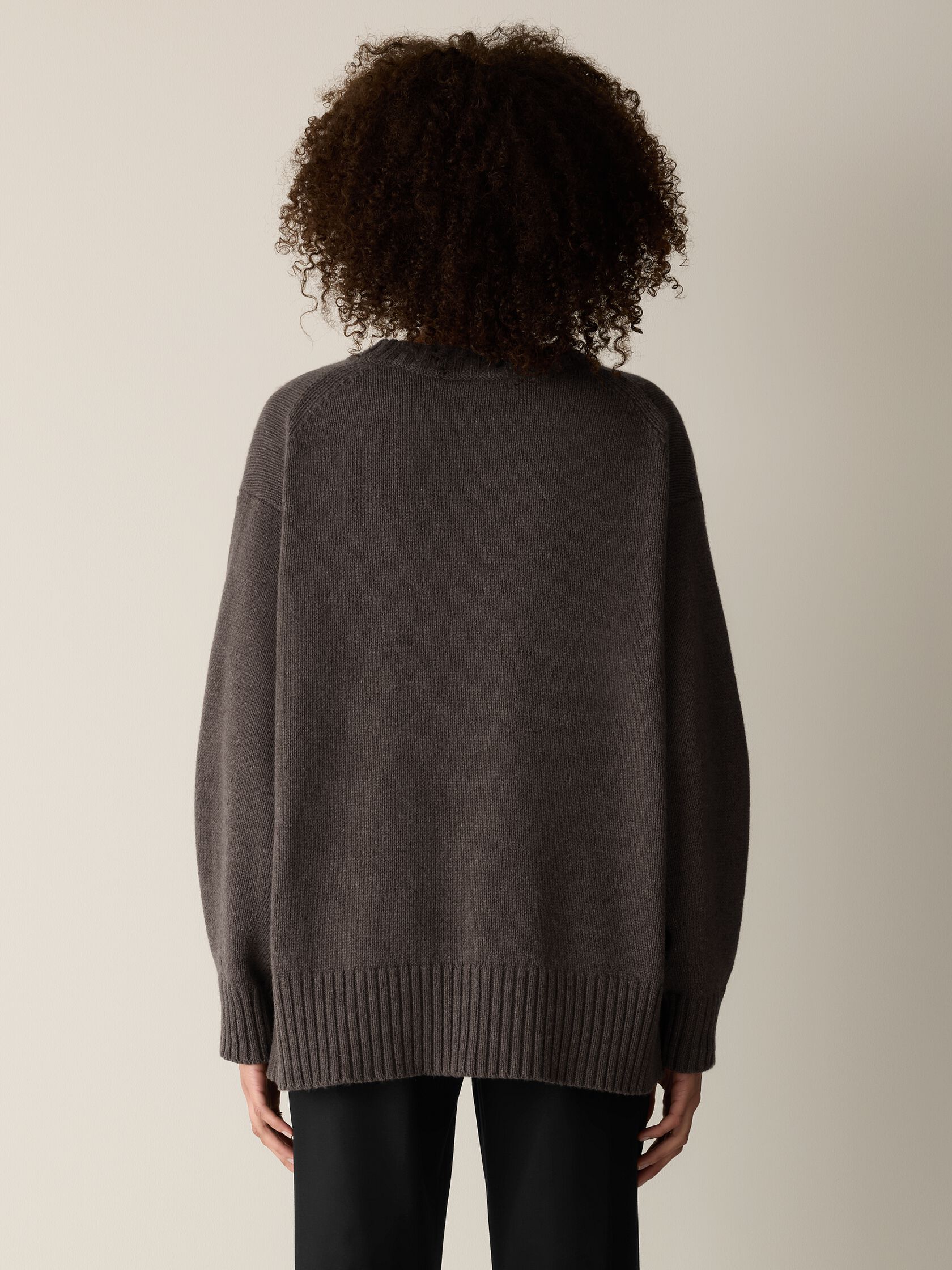 Cotton & Recycled Cashmere Crew Neck Long Top