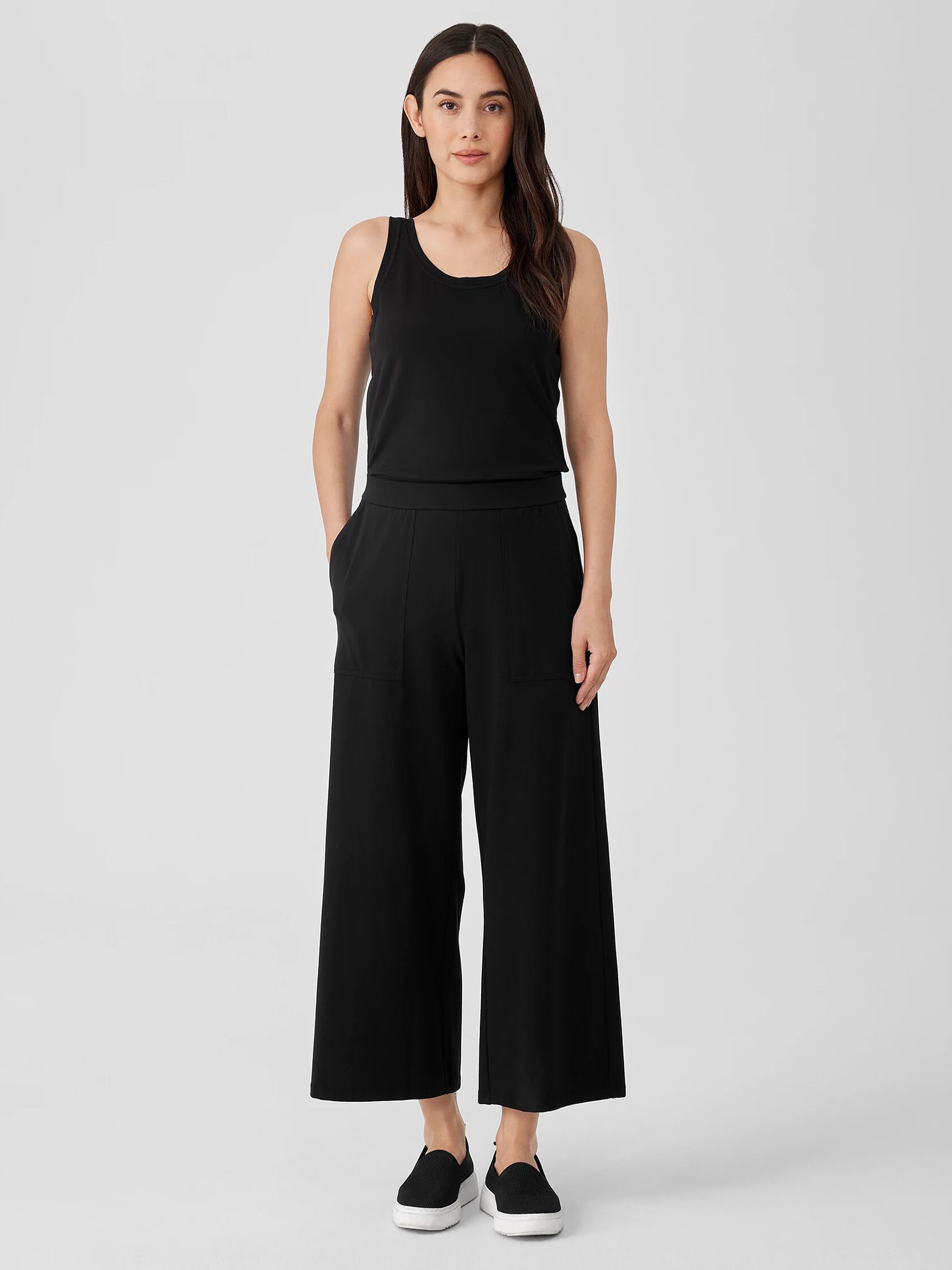 Pima Cotton Stretch Jersey Wide-Leg Pant