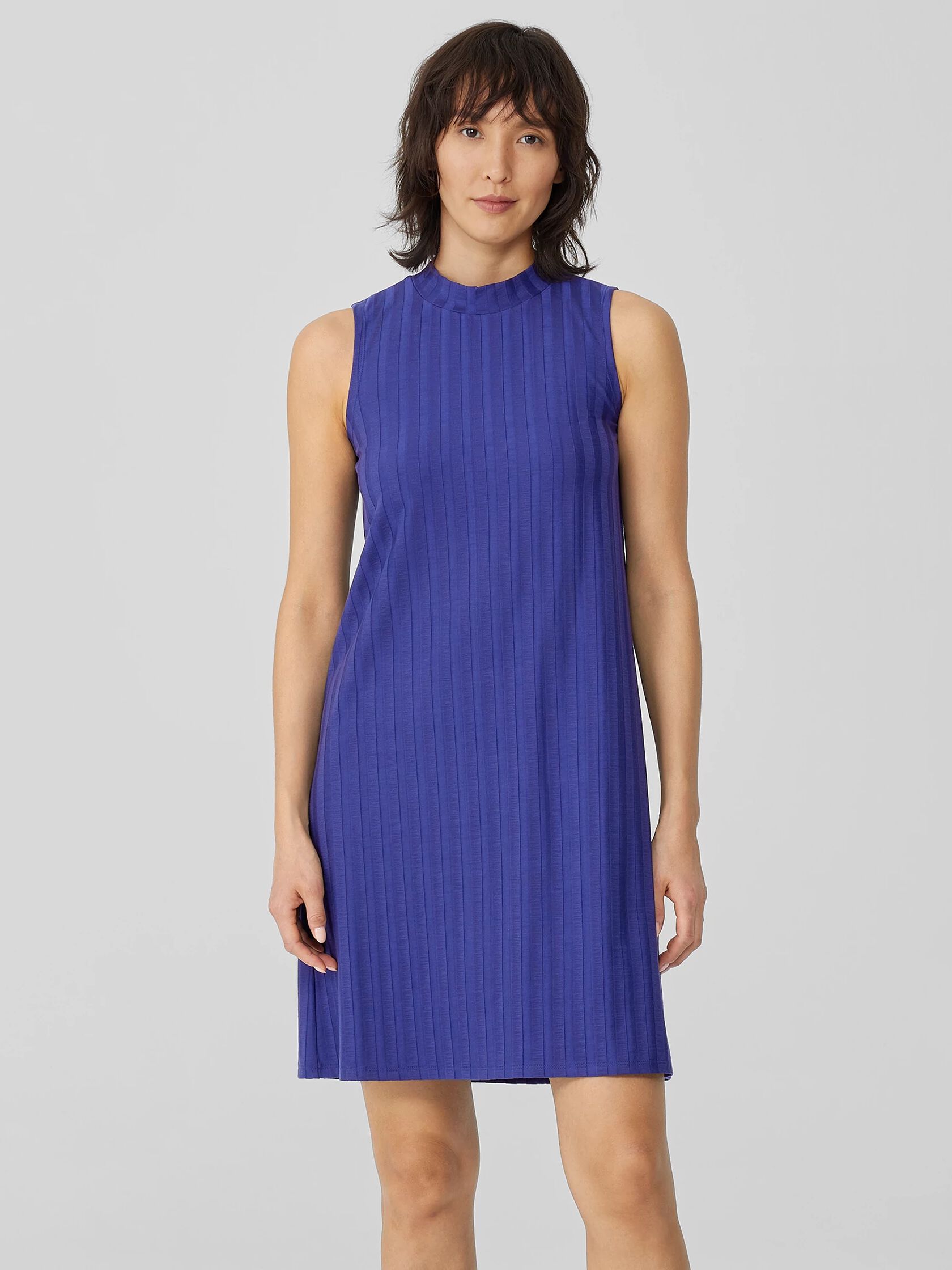 Wide Rib Stretch Mock Neck Dress | EILEEN FISHER