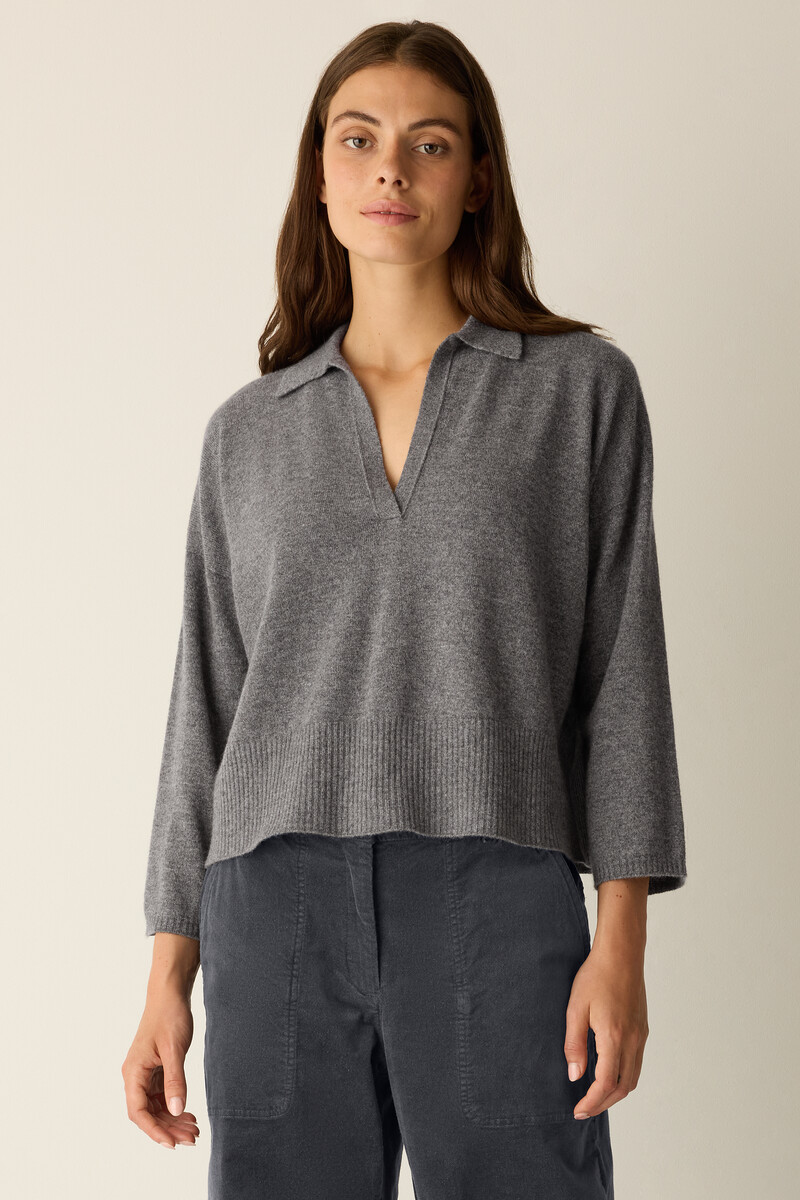 Italian Cashmere Split Neck Top Italian Cashmere Split Neck Top
