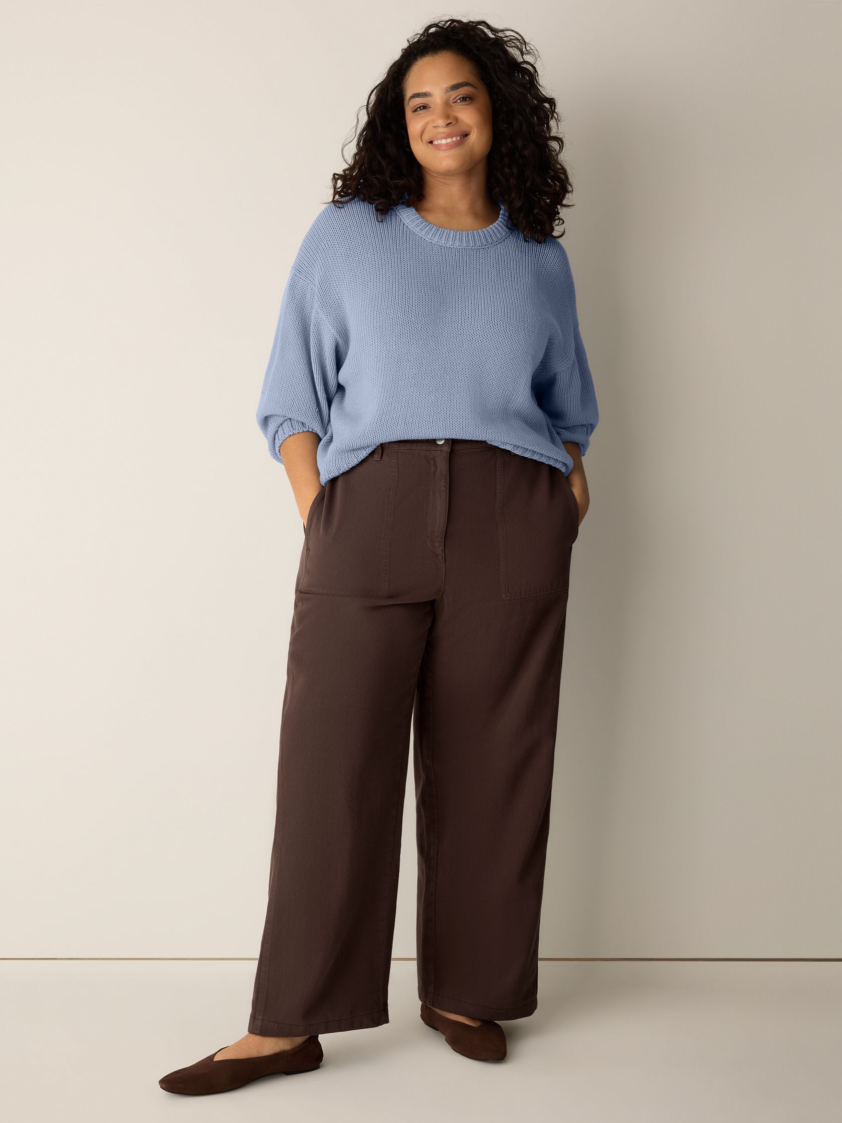 Garment-Dyed Utility Cotton Wide-Leg Pant