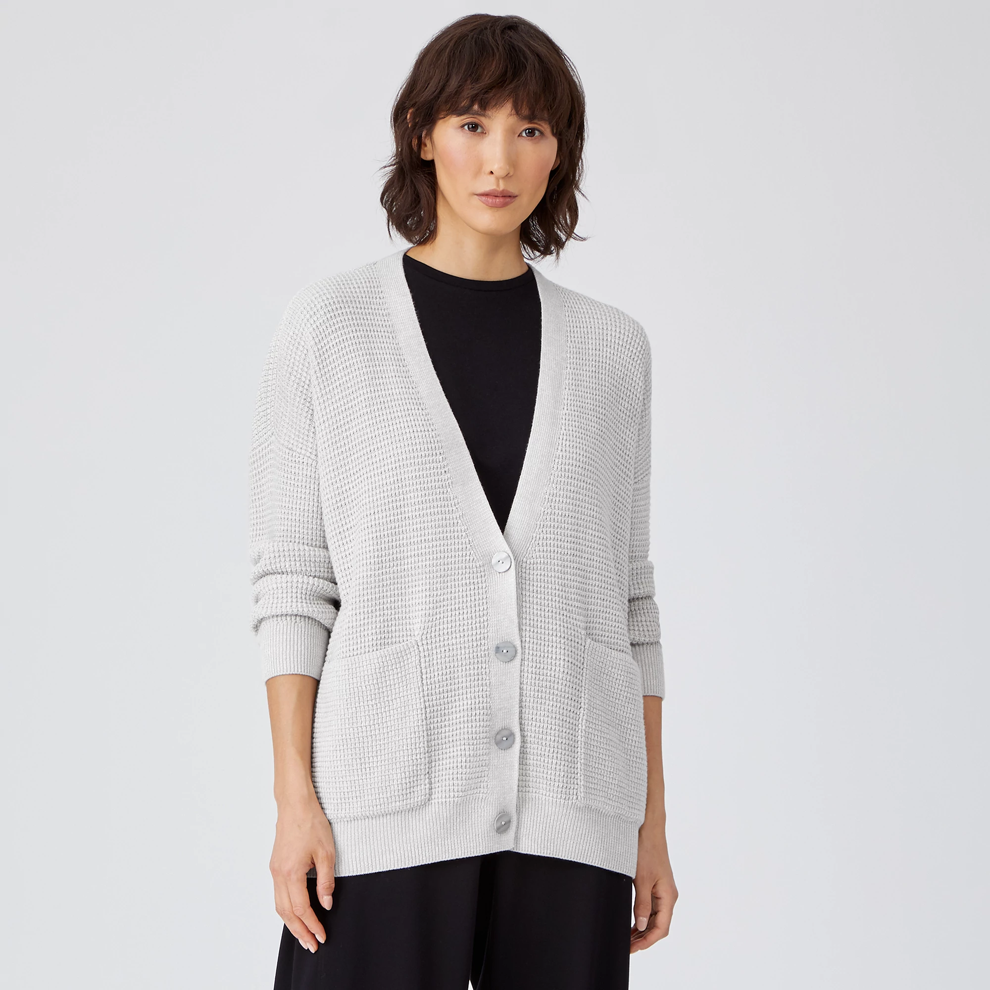 Organic Cotton Silk Boyfriend Cardigan 
