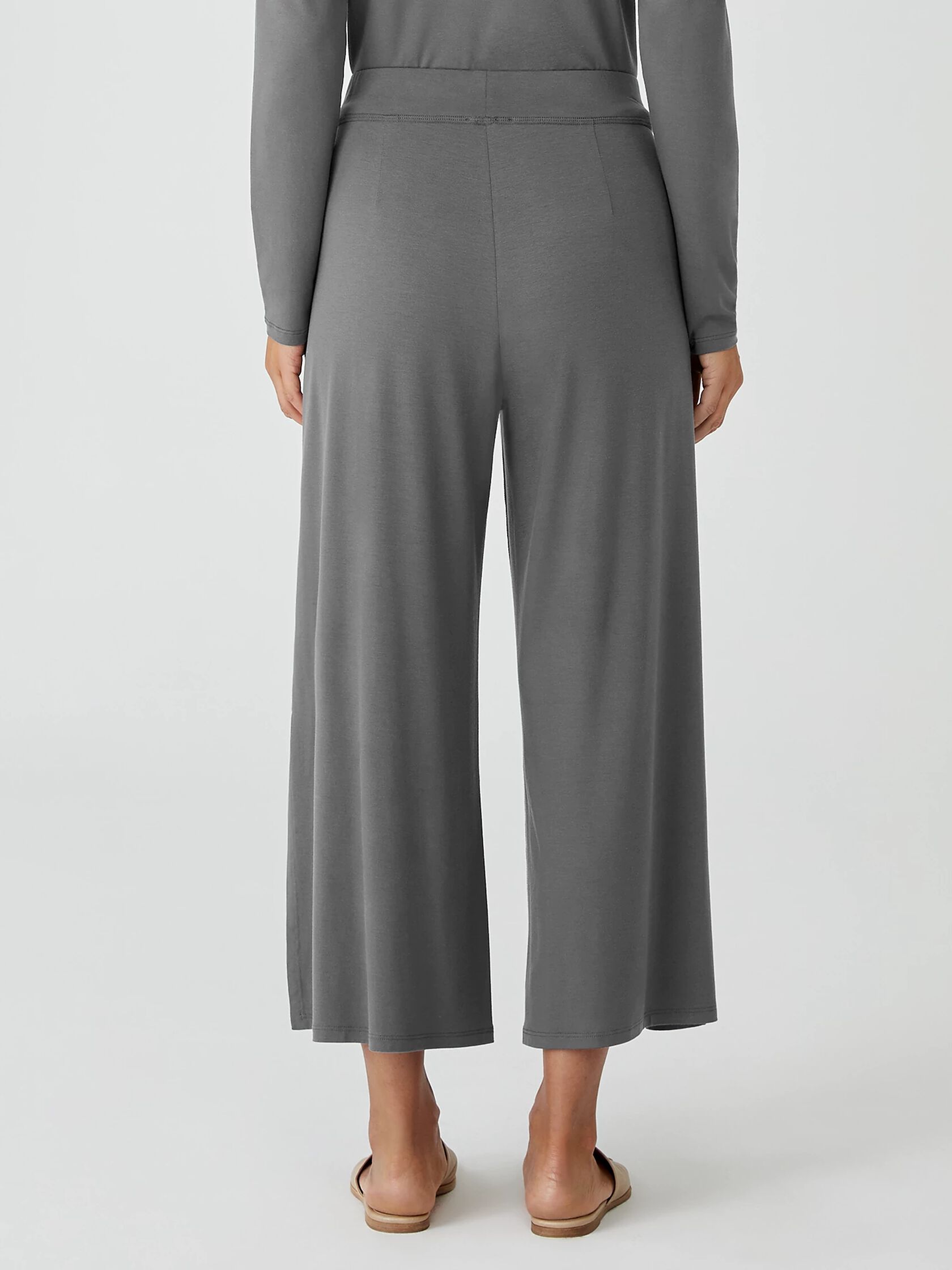 Fine Jersey Wide-Leg Pant with Slits