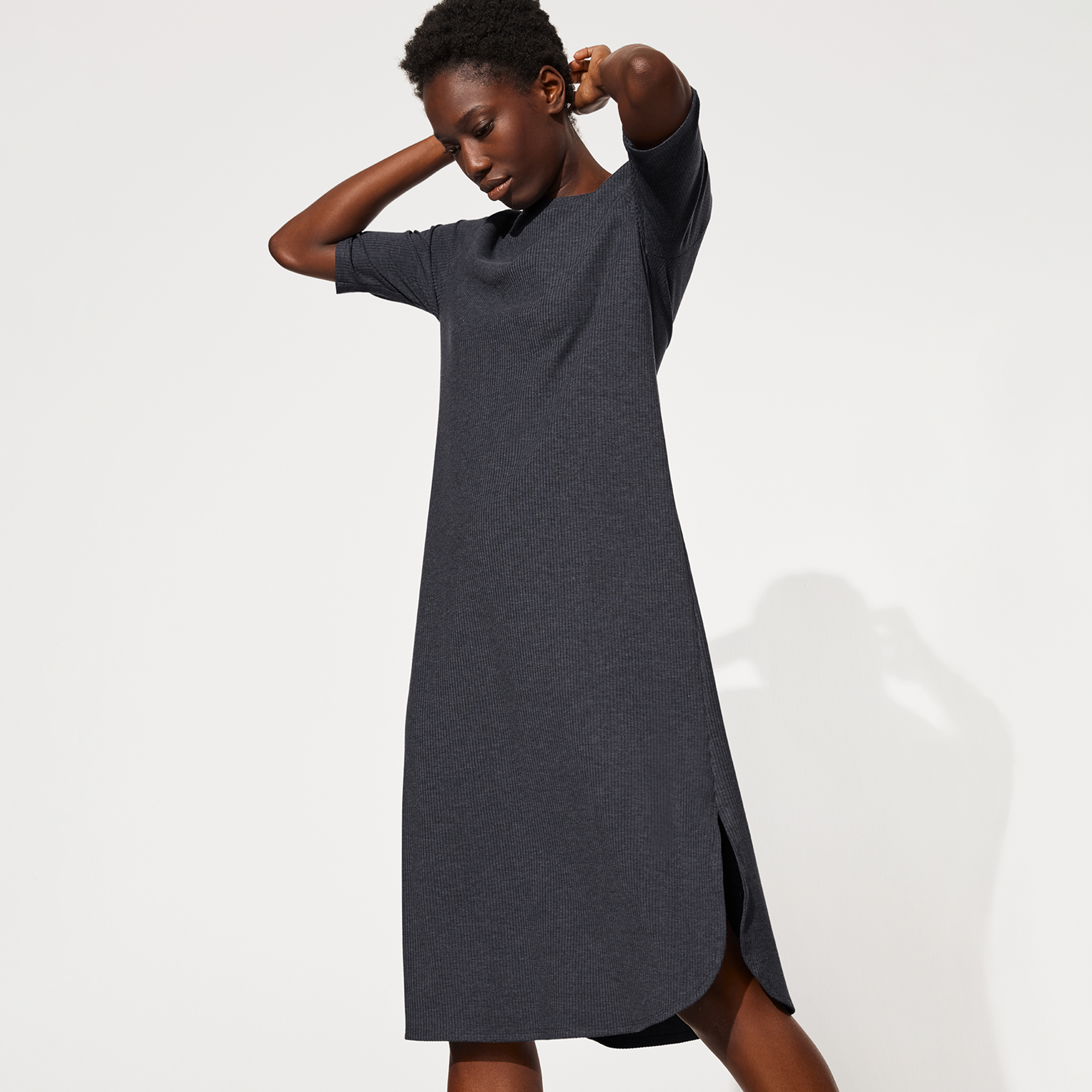 Tencel Rib Crew Neck Dress | EILEEN FISHER
