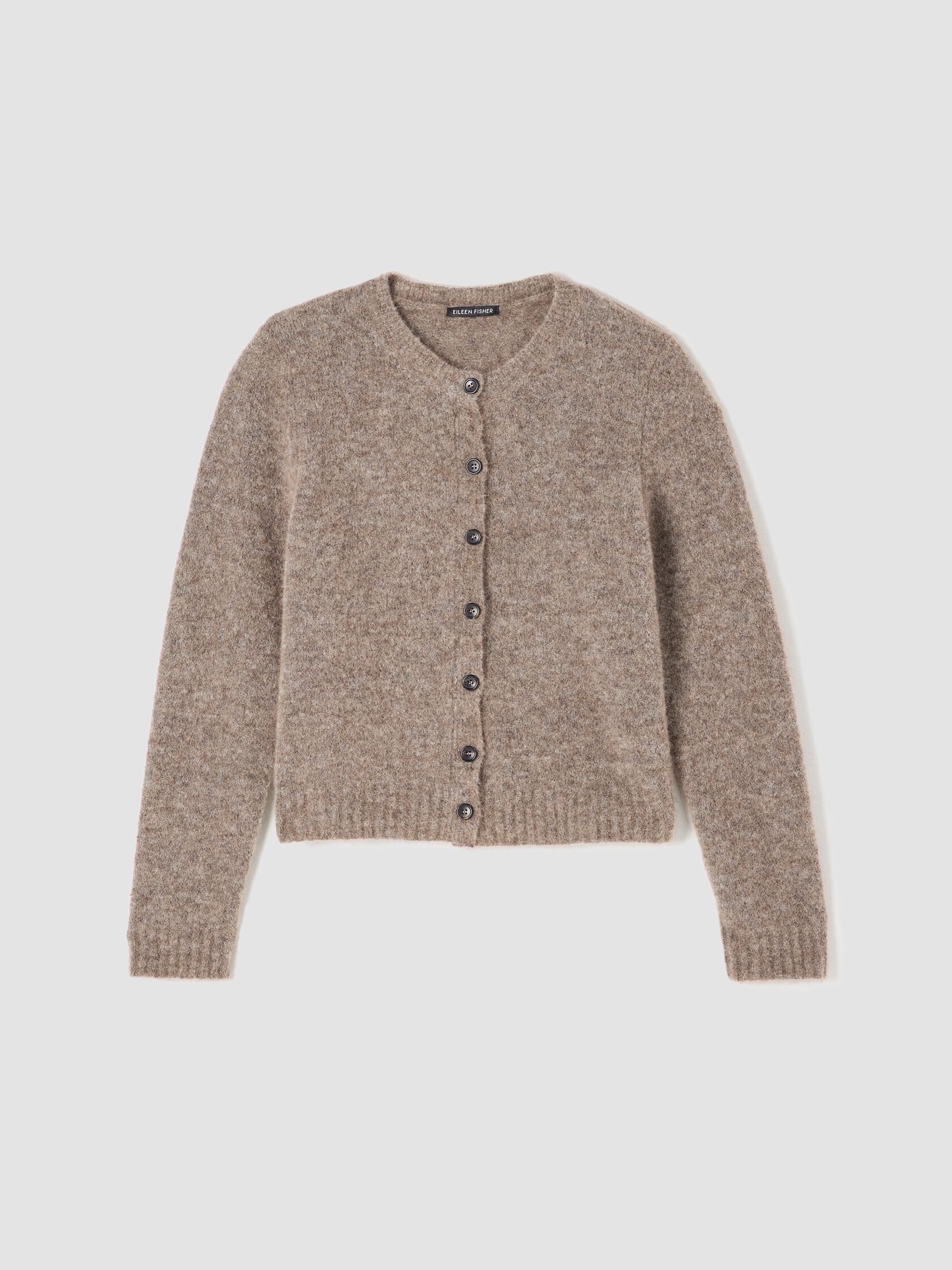 Mohair Plush Mélange Crew Neck Cardigan