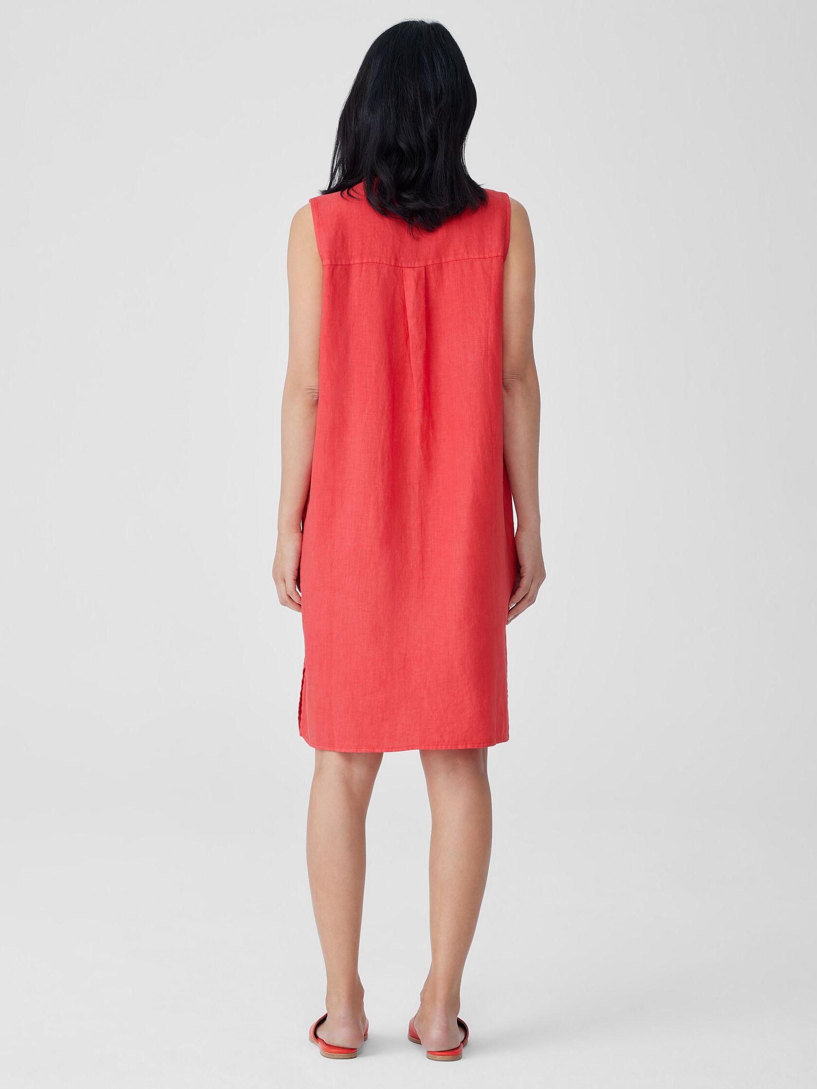 Garment-Dyed Organic Linen Classic Collar Dress