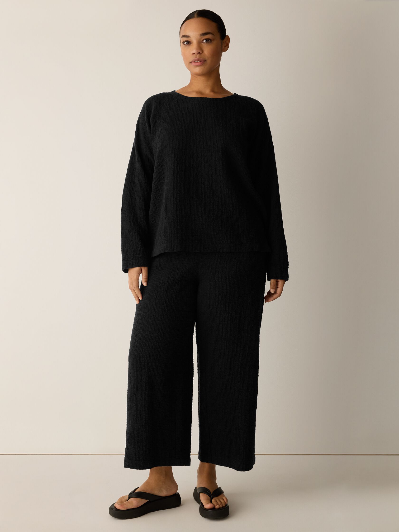 Organic Cotton Doubleweave Round Neck Box-Top