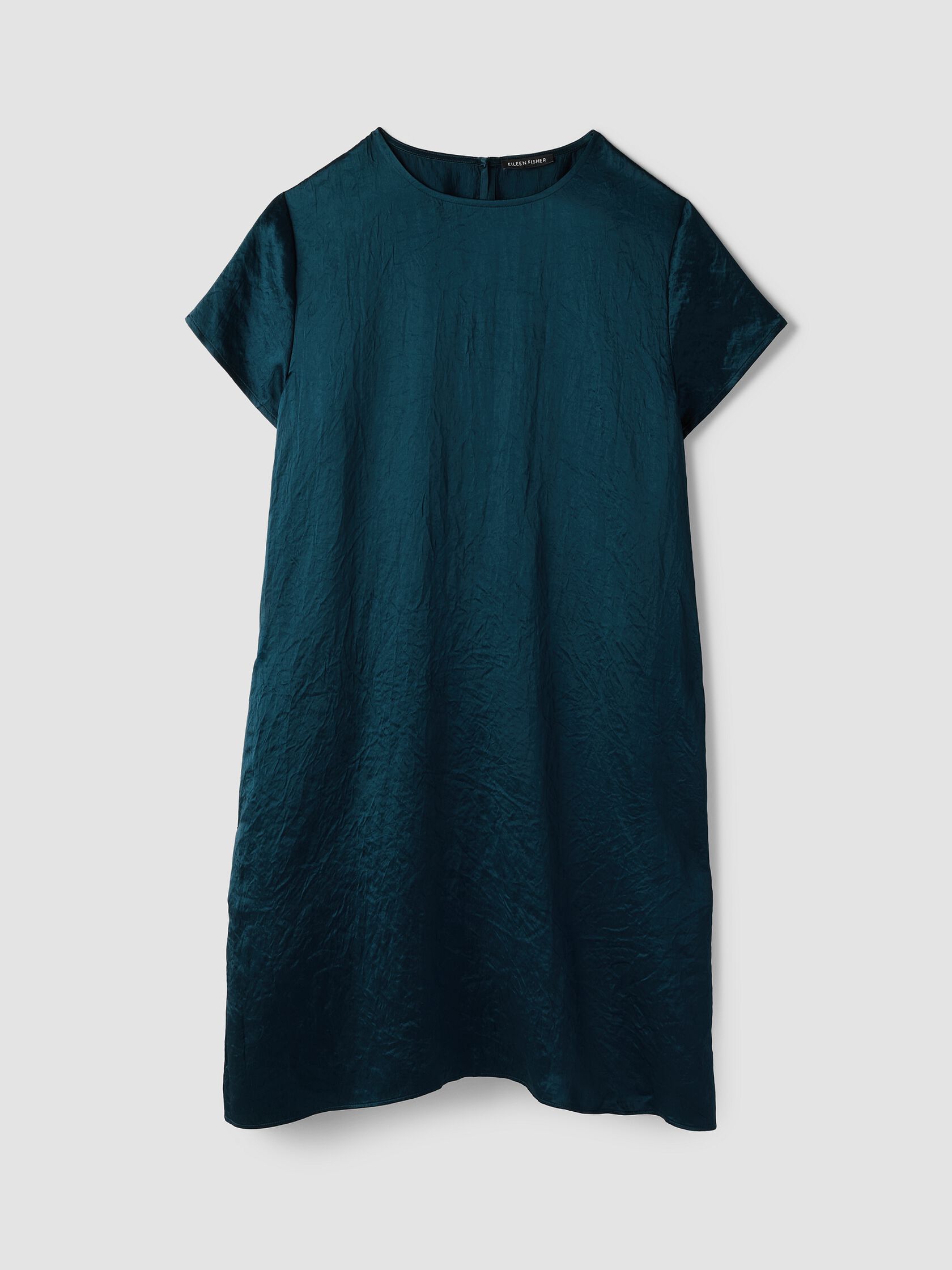 Textured Satin Round Neck Dress