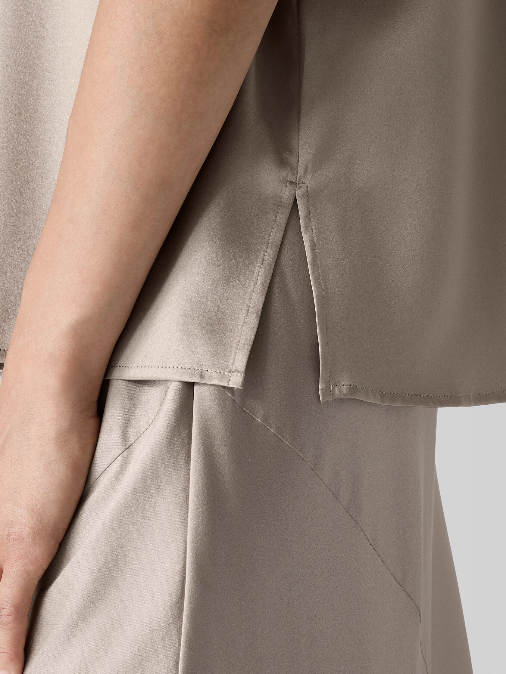 Stretch Silk Charmeuse Scoop Neck Tank