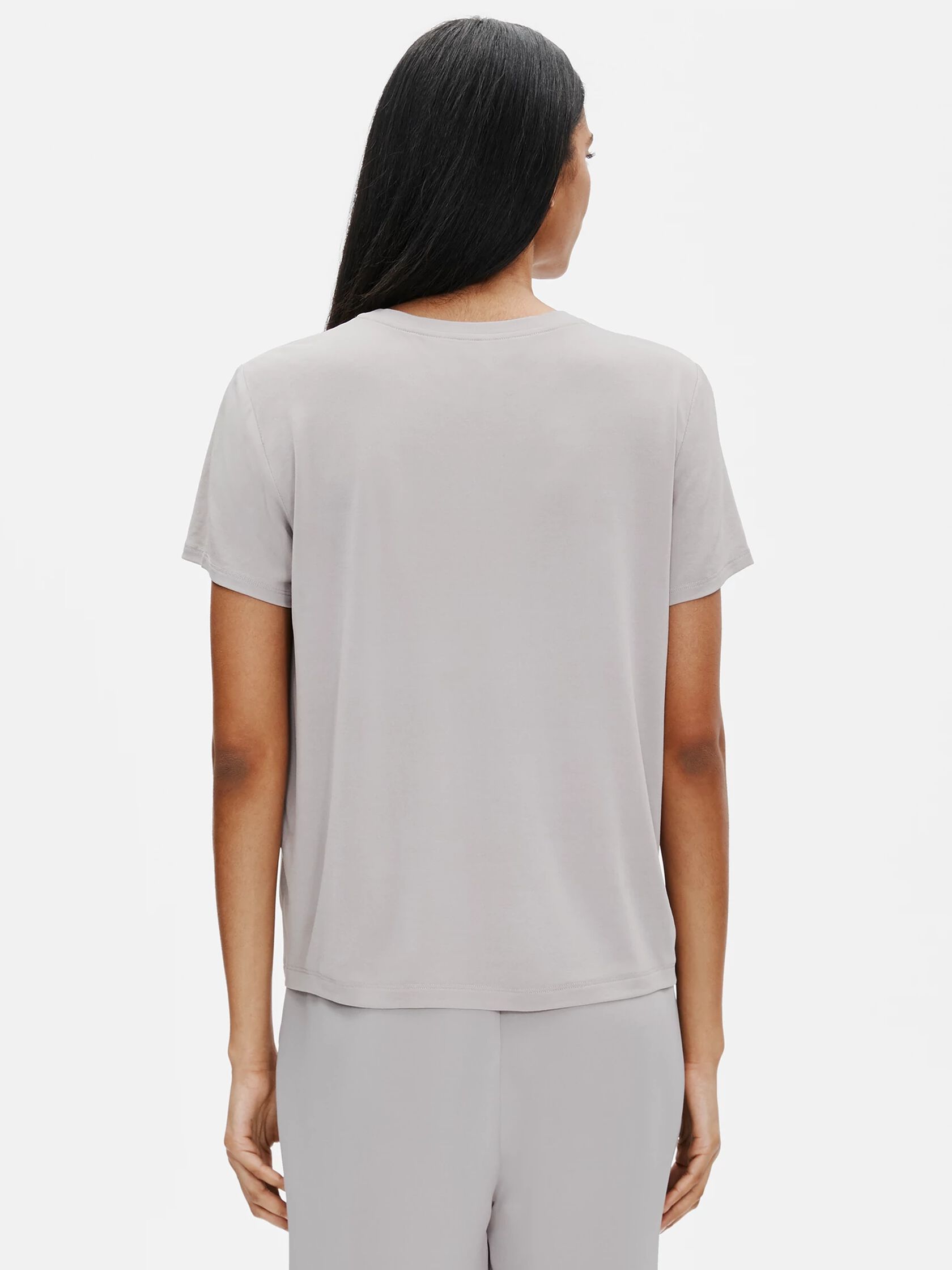 Stretch Silk Jersey Crew Neck Tee