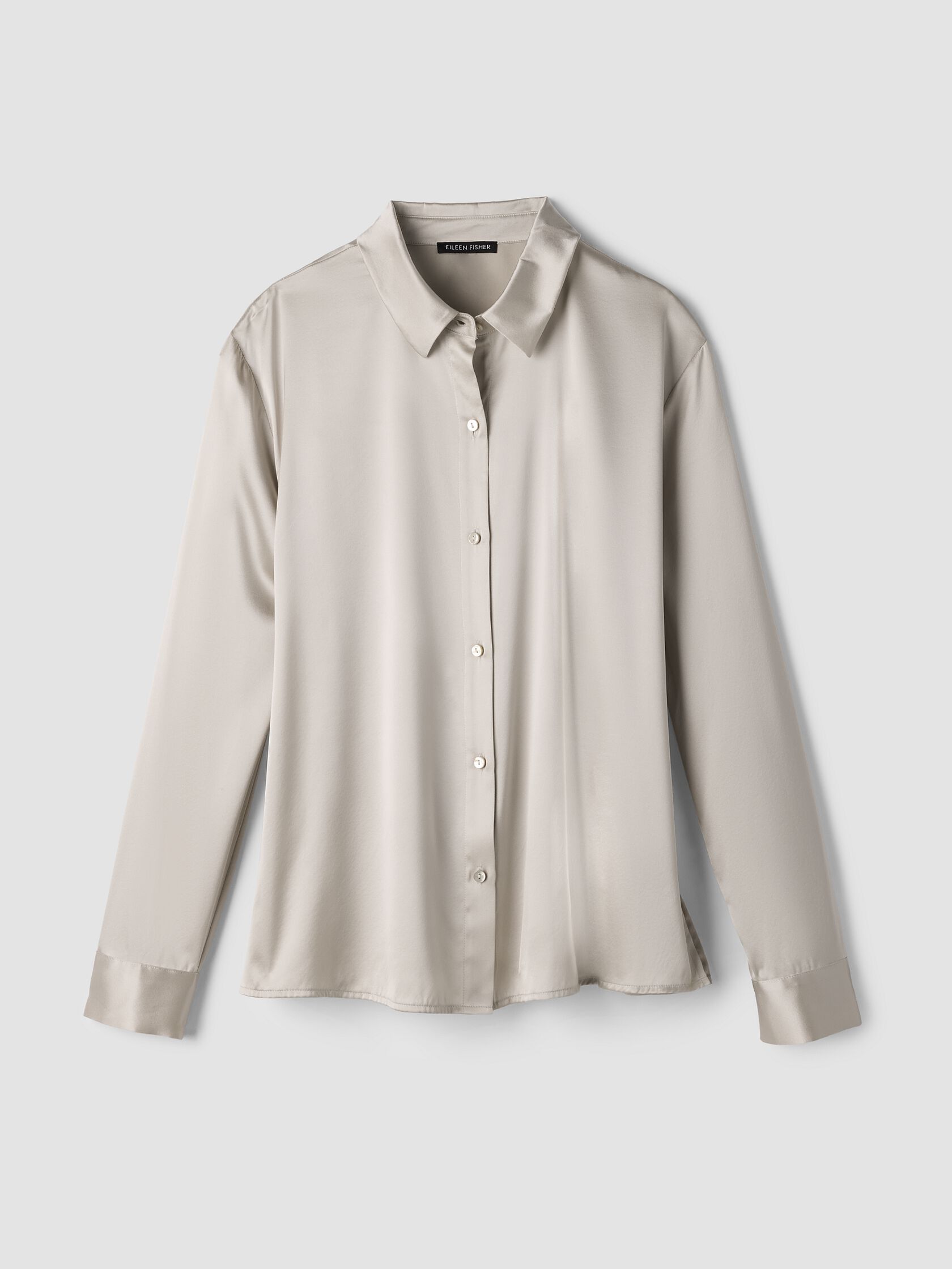 Stretch Silk Charmeuse Classic Collar Shirt