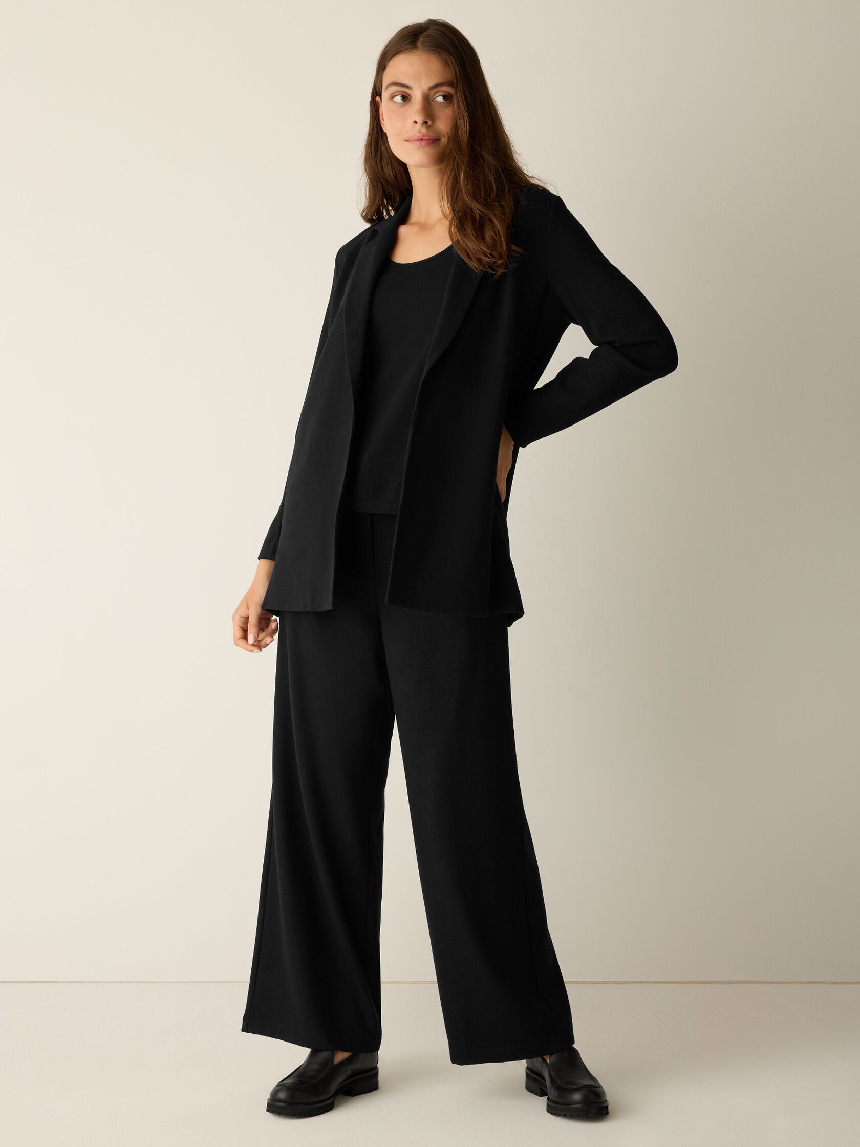 Stretch Wool Crepe Long Blazer