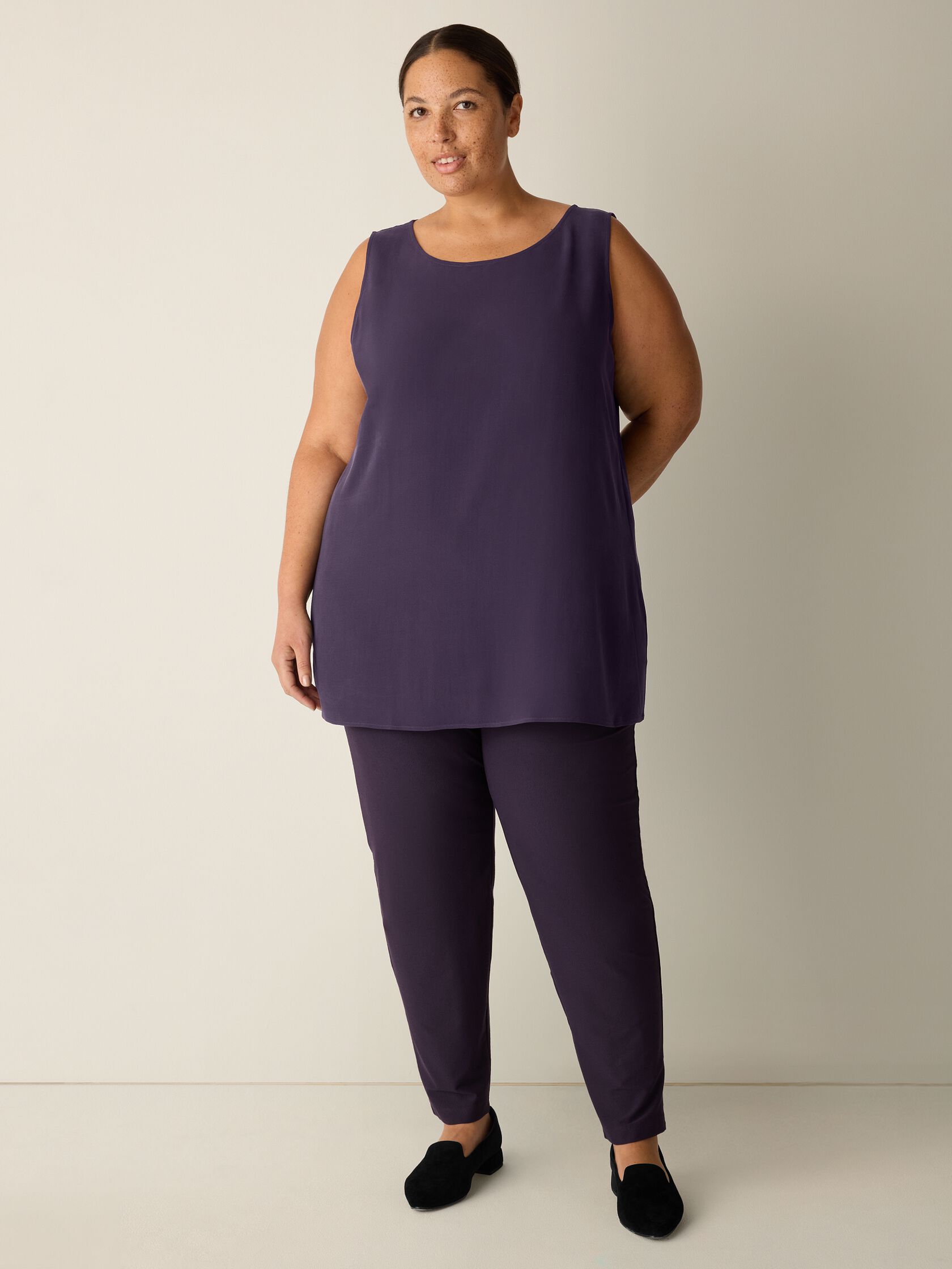 Washable Stretch Crepe Slim Pant