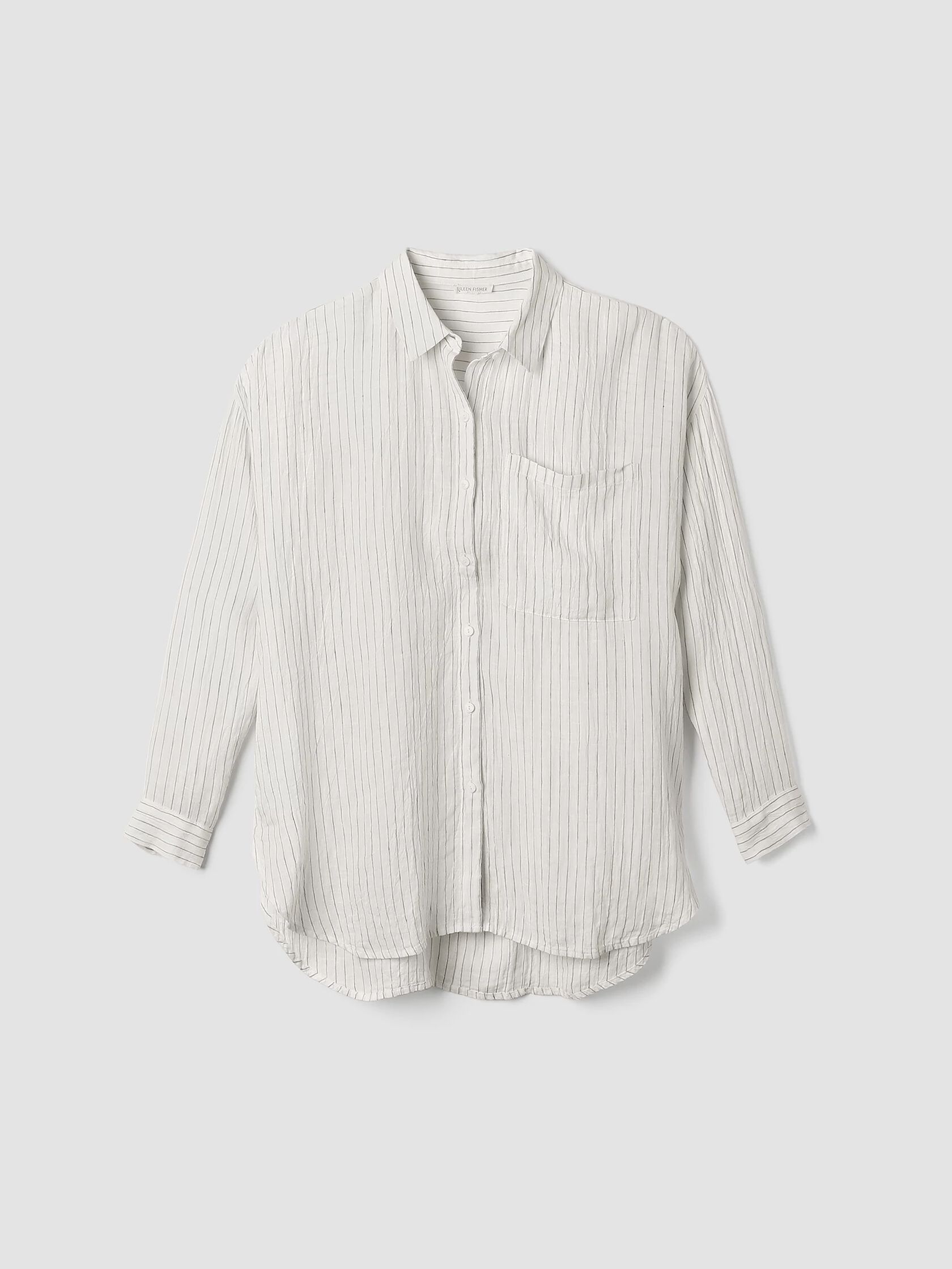 Puckered Organic Linen Classic Collar Long Shirt