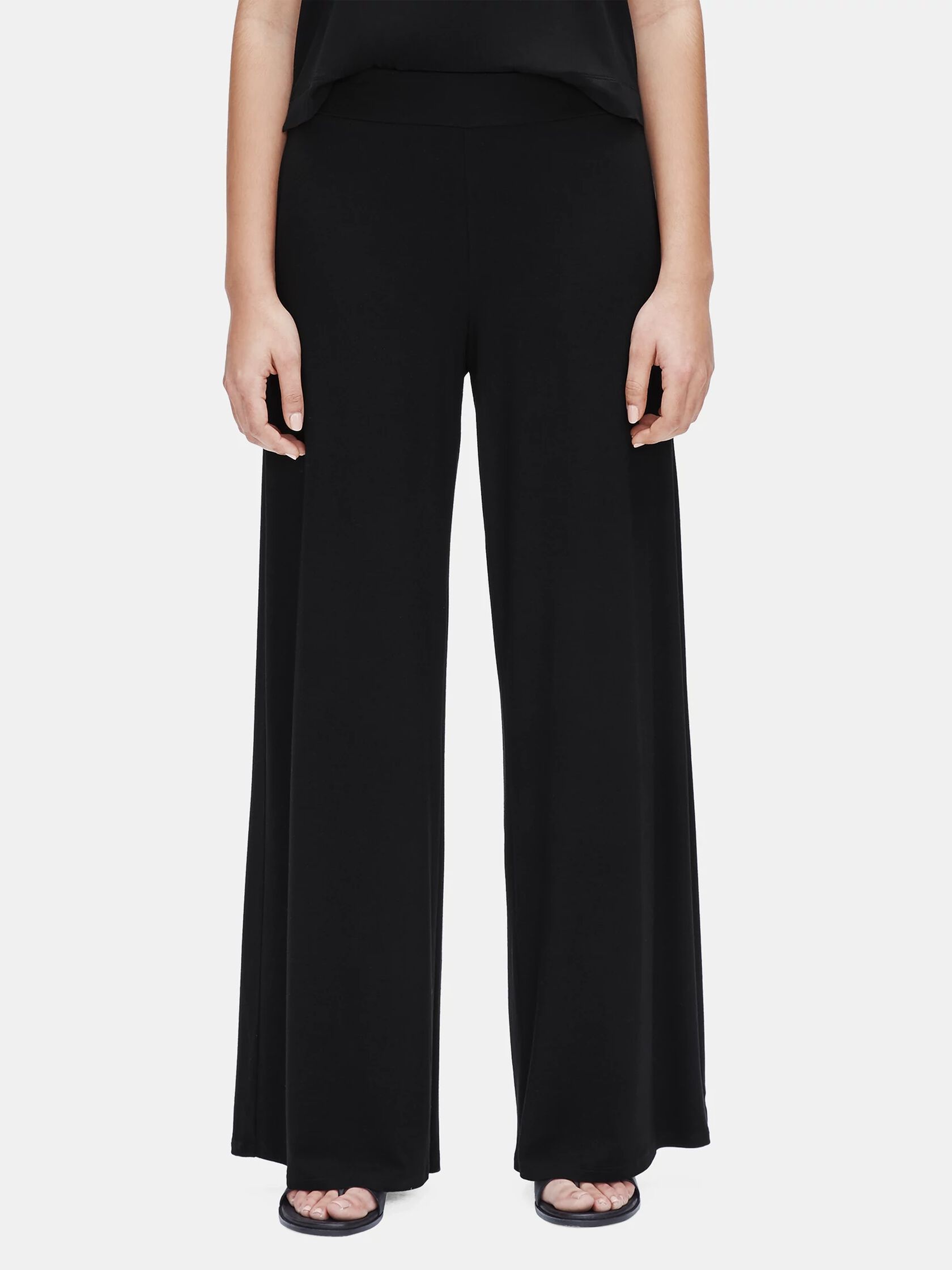 Elastic Waist Viscose Wide Leg Pants